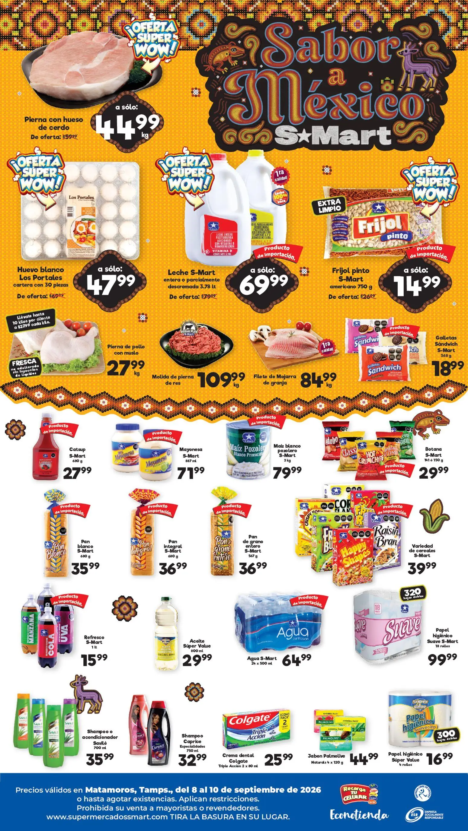 Nuevas ofertas de S-Mart válidas en toda la República Mexicana desde el 08/09/2026. ¡Encuentra las mejores ofertas en S-Mart folleto Matamoros! | Página: 2 | Productos: Especialidades, Agua, Leche, Aceite
