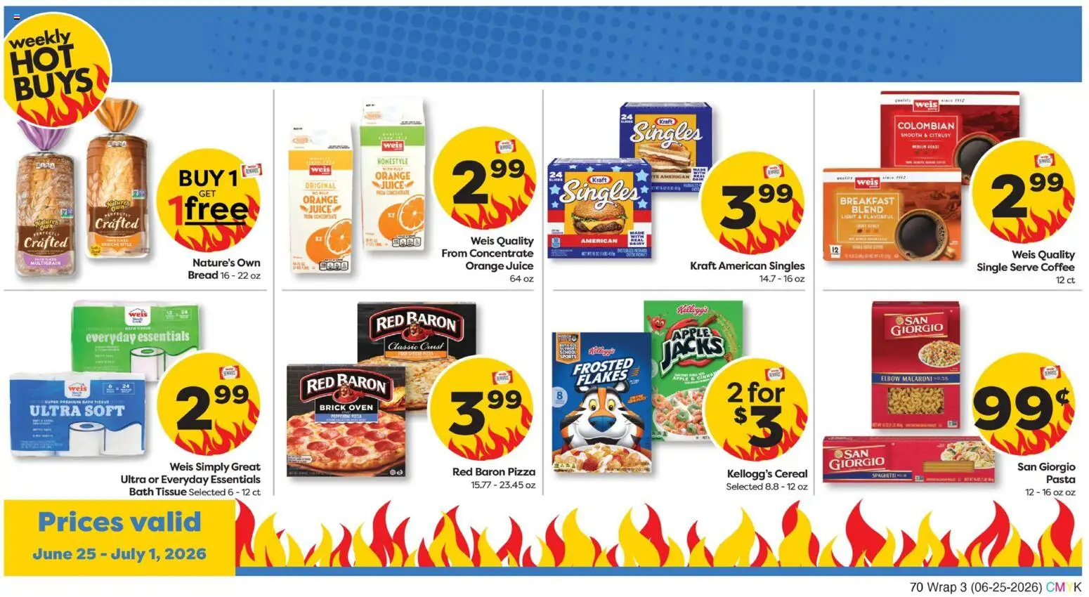Weis Weekly Circular - MD - valid from 06/25/2026 | Page: 3 | Products: Coffee, Pizza, Pasta, Flakes