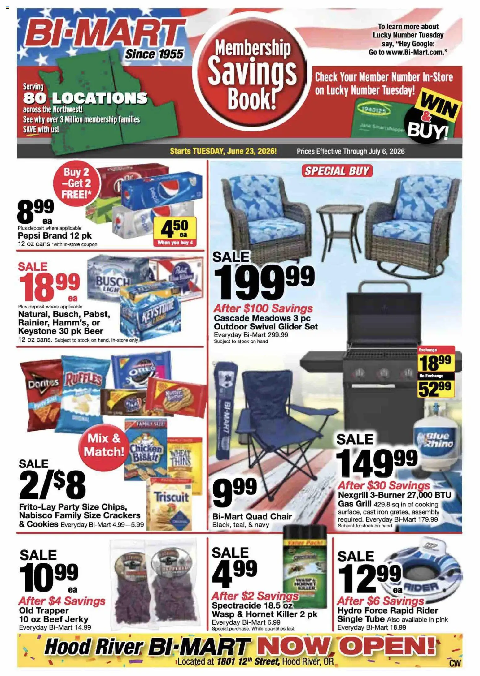 Bi-Mart Membership Savings Book - valid from 06/23/2026 | Page: 1 | Products: Swivel, Cookies, Pc, Grill