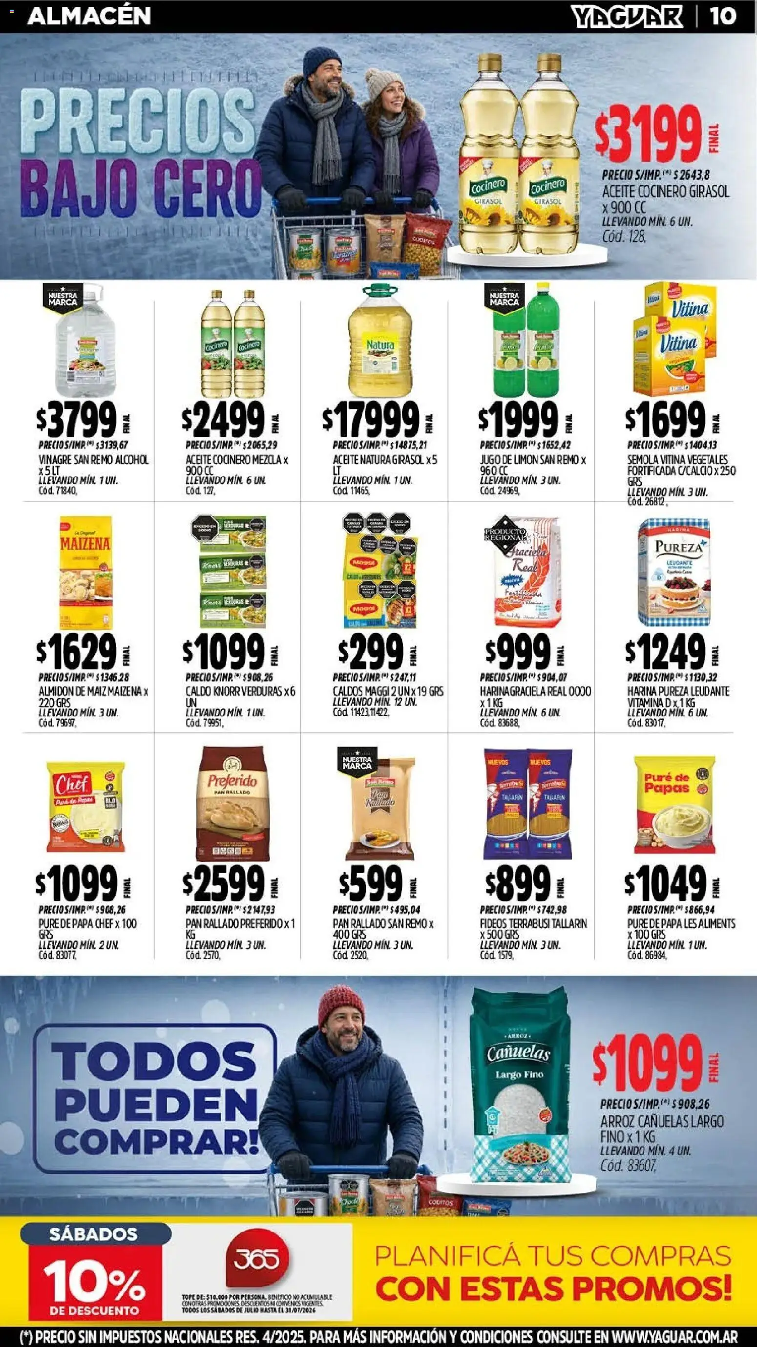 Yaguar - Oferta Semanal Mendoza │ válido desde el 20/07/2026 | Página: 10 | Productos: Aceite, Jugo, Fideos, Pan rallado