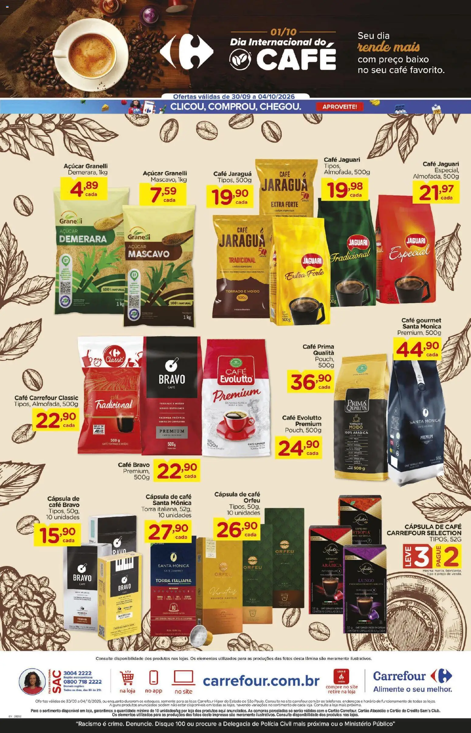 Carrefour Folheto - válido de 30/09/2026 | Página: 6 | Produtos: Cápsula de café, Café, Açúcar, Açúcar mascavo