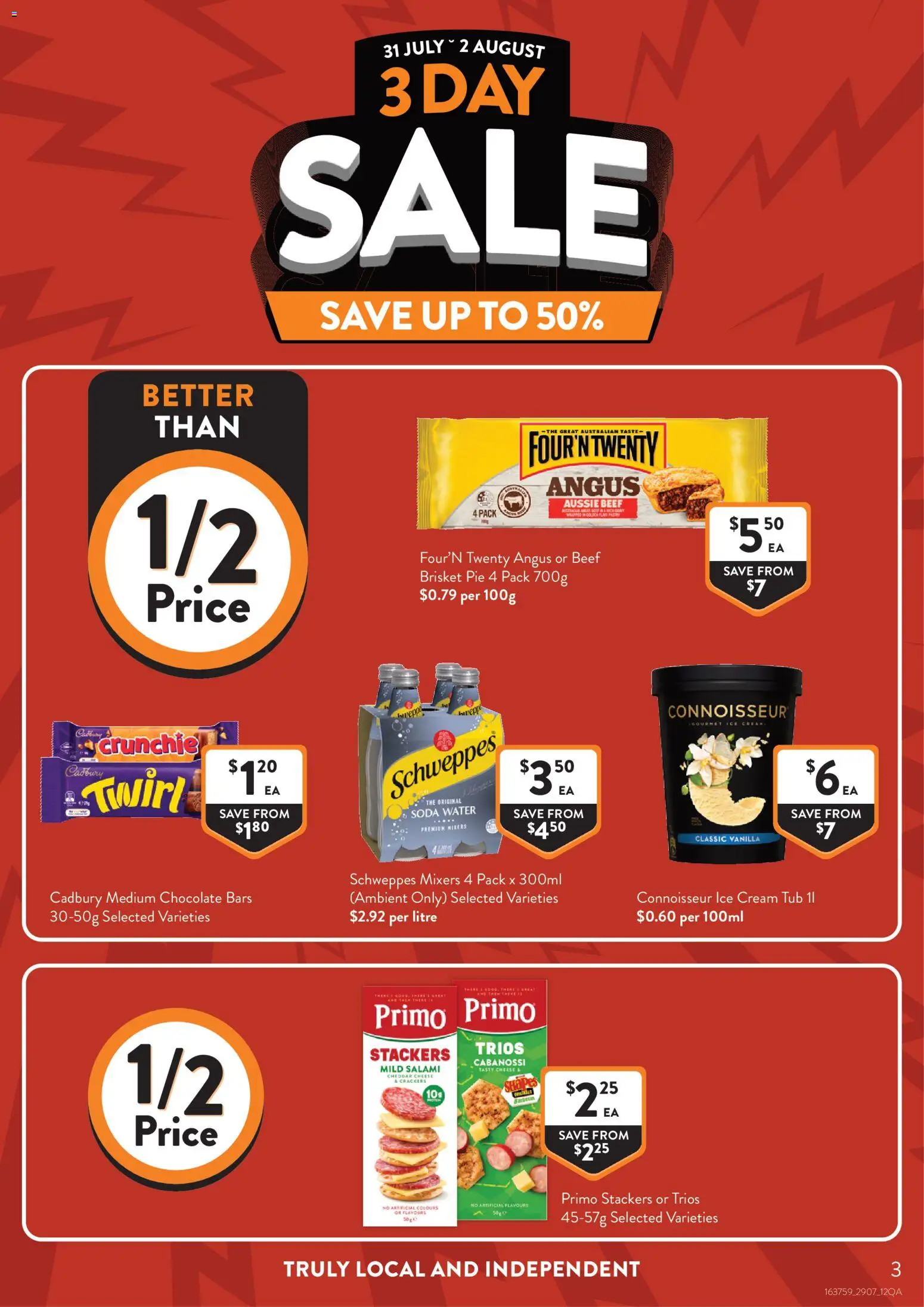 Foodworks catalogue - valid from 29/07/2026 | Page: 3 | Products: Crackers, Cheese, Salami, Ice cream