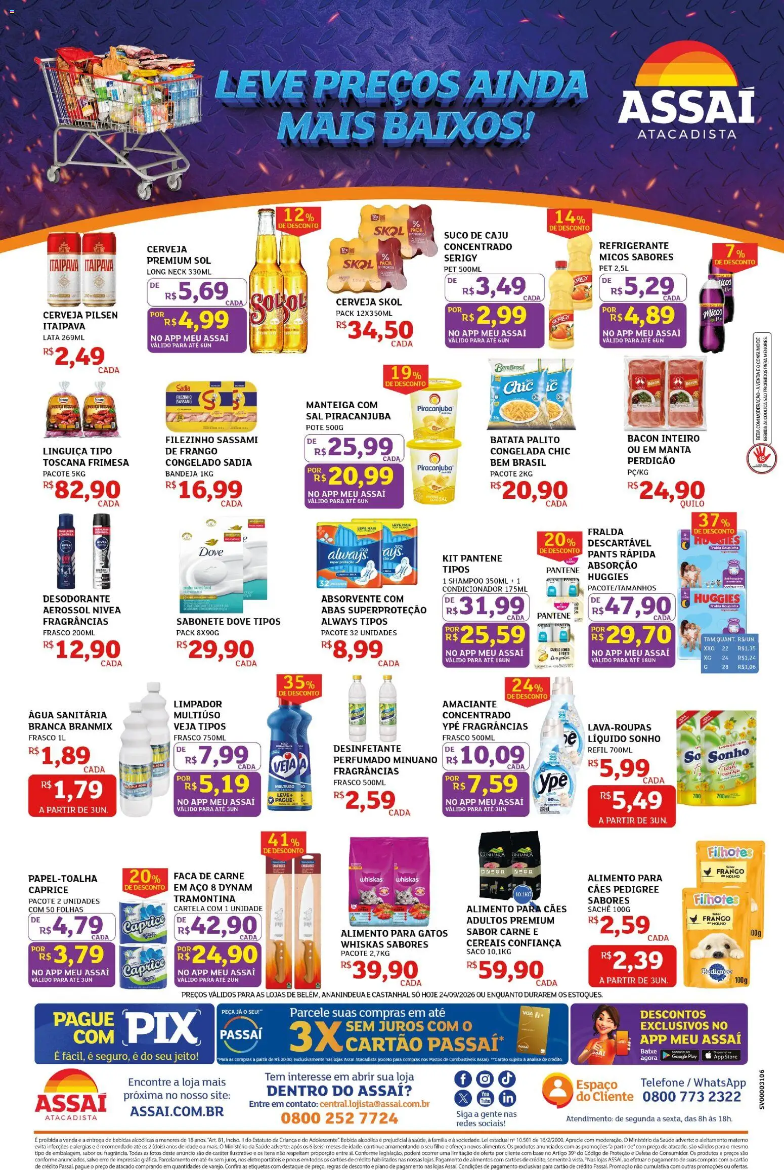 Assaí Atacadista Folheto - válido de 24/09/2026 | Página: 2 | Produtos: Sonho, Cerveja, Bandeja, Água sanitária