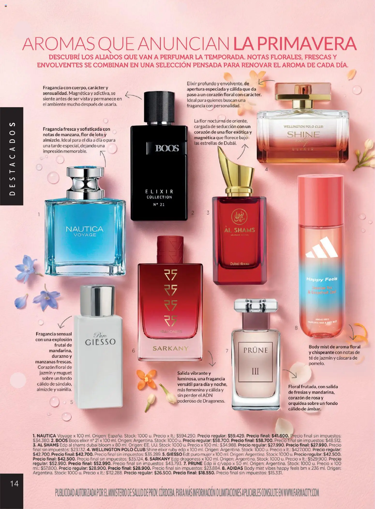 Farmacity catálogo │ válido desde el 01/09/2026 | Página: 14 | Productos: Sobre, Durazno, Orquídea, Puré
