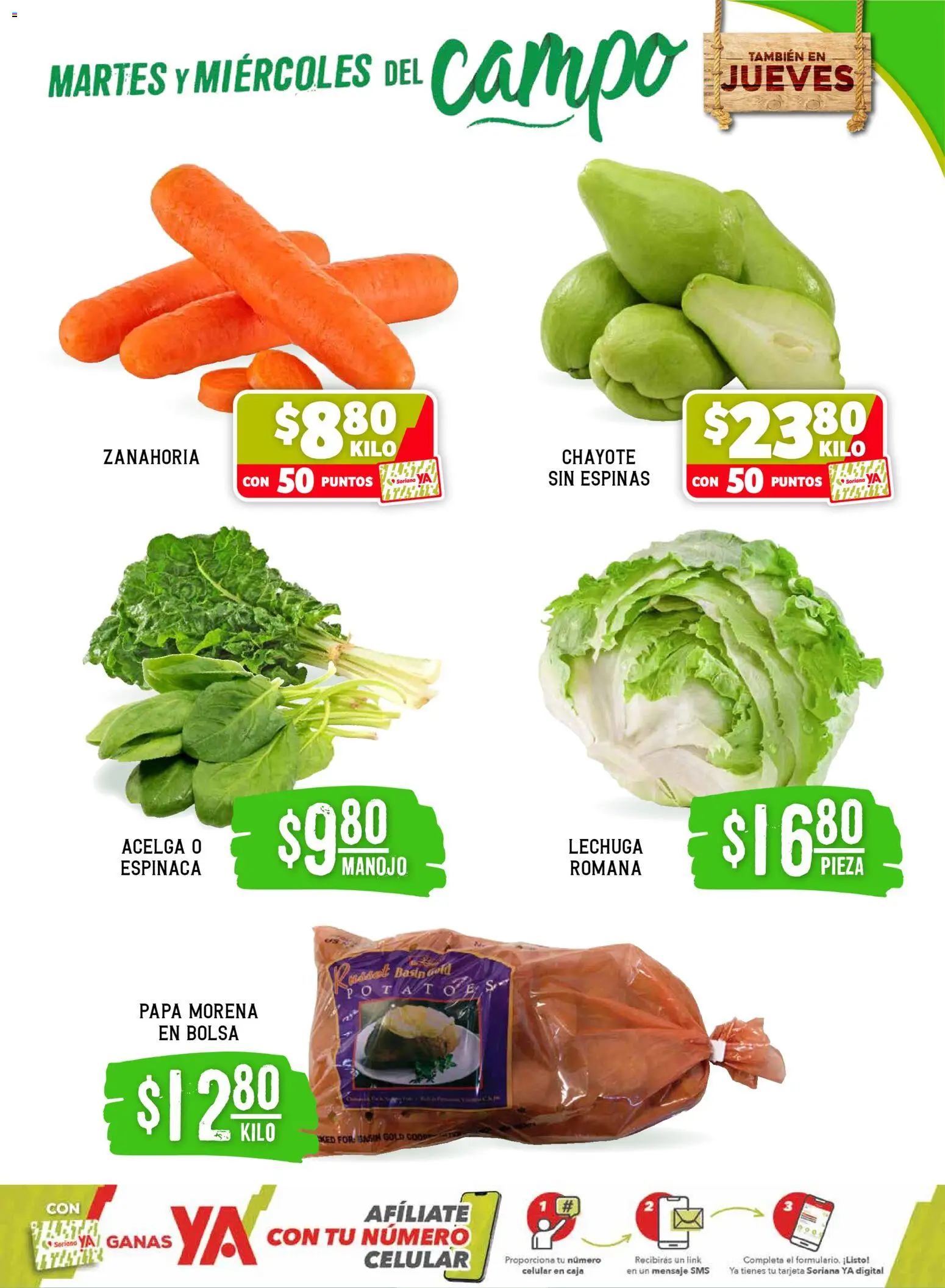Nuevas ofertas de Soriana válidas en toda la República Mexicana desde el 05.05.2026. ¡Encuentra las mejores ofertas en Soriana Martes y Miércoles del Campo Súper: Saltillo y Torreón! | Página: 3 | Productos: Papa, Bolsa, Lechuga, Caja
