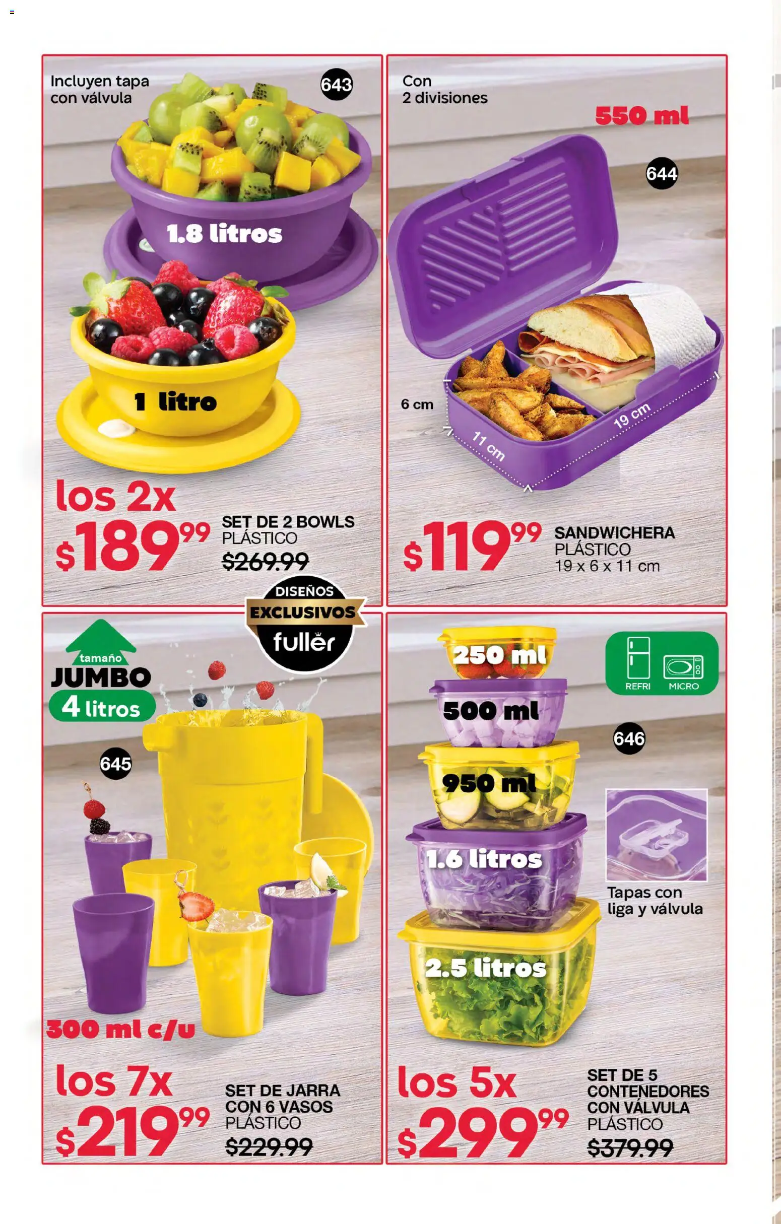Nuevas ofertas de Fuller válidas en toda la República Mexicana desde el 05/08/2026. ¡Encuentra las mejores ofertas en Fuller campaña 9 2026! | Página: 172 | Productos: Sandwichera, Vasos, Liga, Jarra