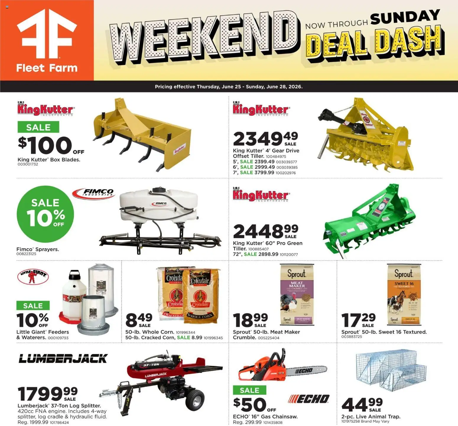 Mills Fleet Farm Weekend Ad - valid from 06/25/2026 | Page: 1 | Products: Corn, Box
