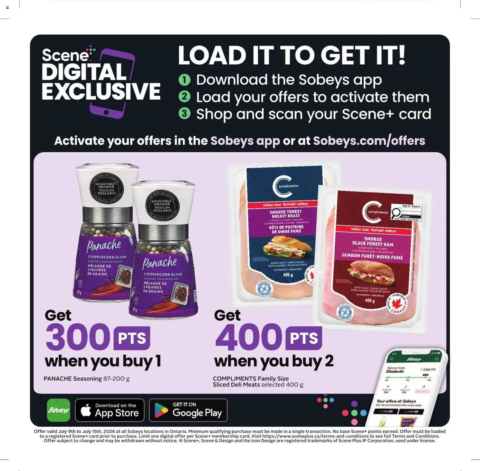 Sobeys flyer valid from Jul 9, 2026 | Page: 13 | Products: Turkey, Grinder, Ham