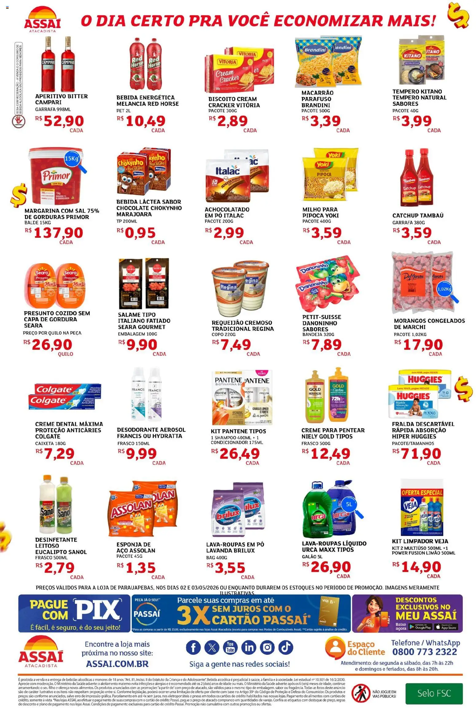 Assaí Atacadista Folheto - válido de 02.05.2026 | Página: 2 | Produtos: Desodorante, Presunto, Bebida, Desinfetante