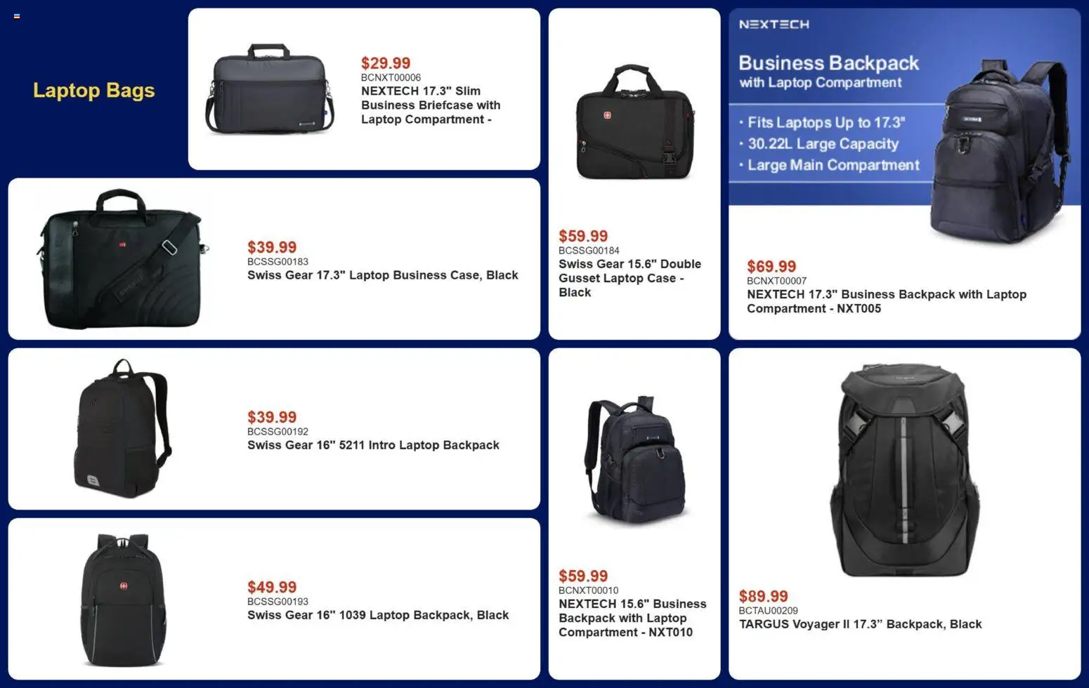 Canada Computers flyer valid from Aug 28, 2026 | Page: 14 | Products: Backpack, Case, Laptop