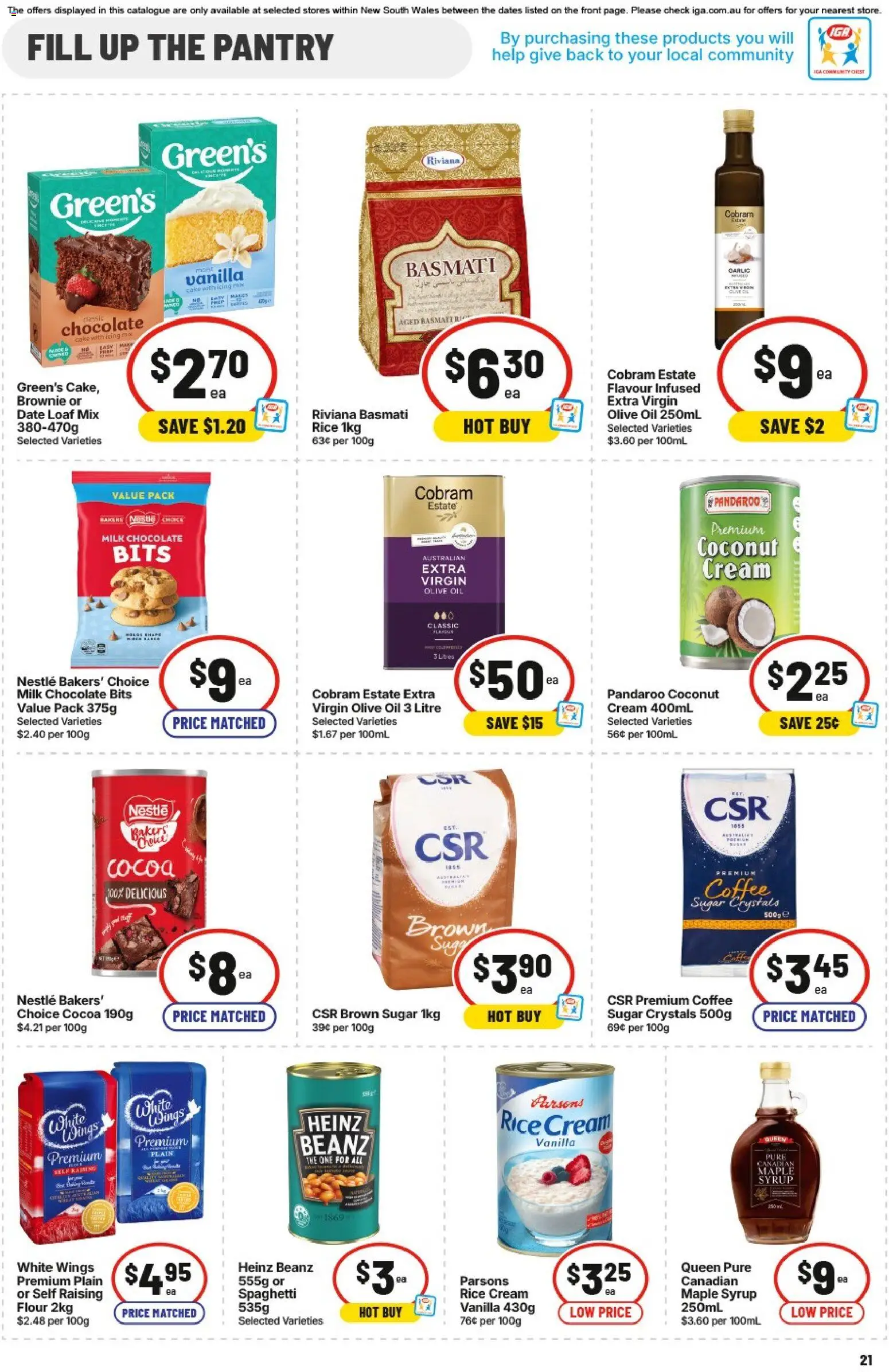 IGA catalogue - valid from 03.06.2026 | Page: 21 | Products: Cocoa, Oil, Olive oil, Date