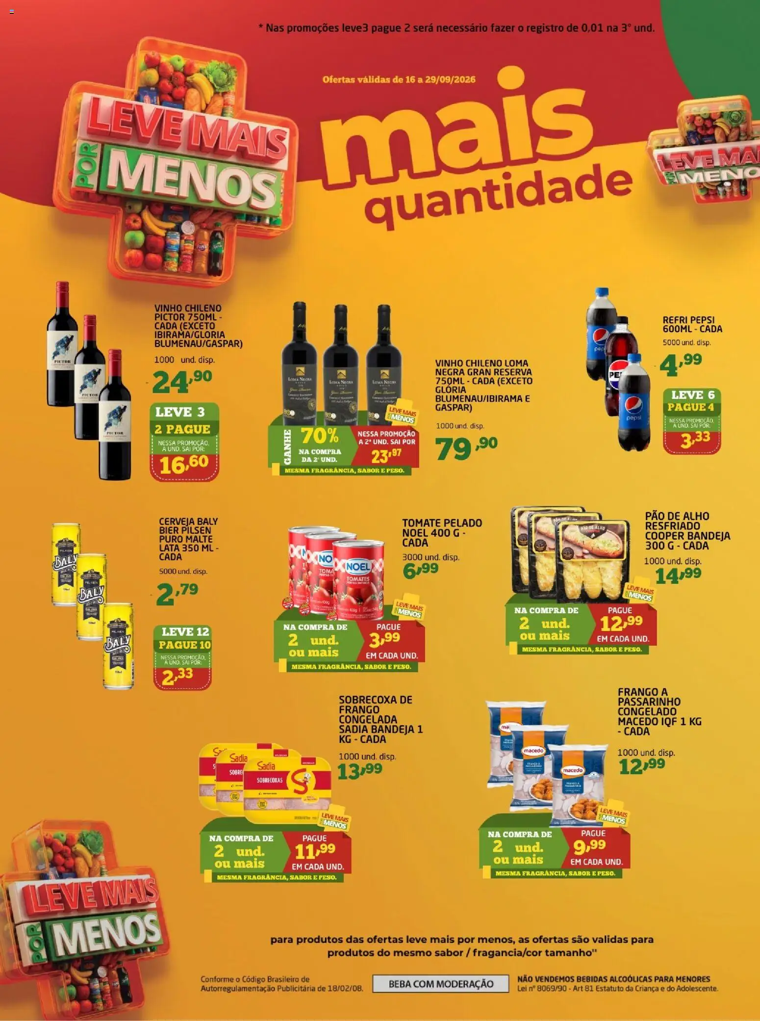 Cooper Folheto - válido de 16/09/2026 | Página: 2 | Produtos: Pepsi, Vinho, Tomates, Bandeja