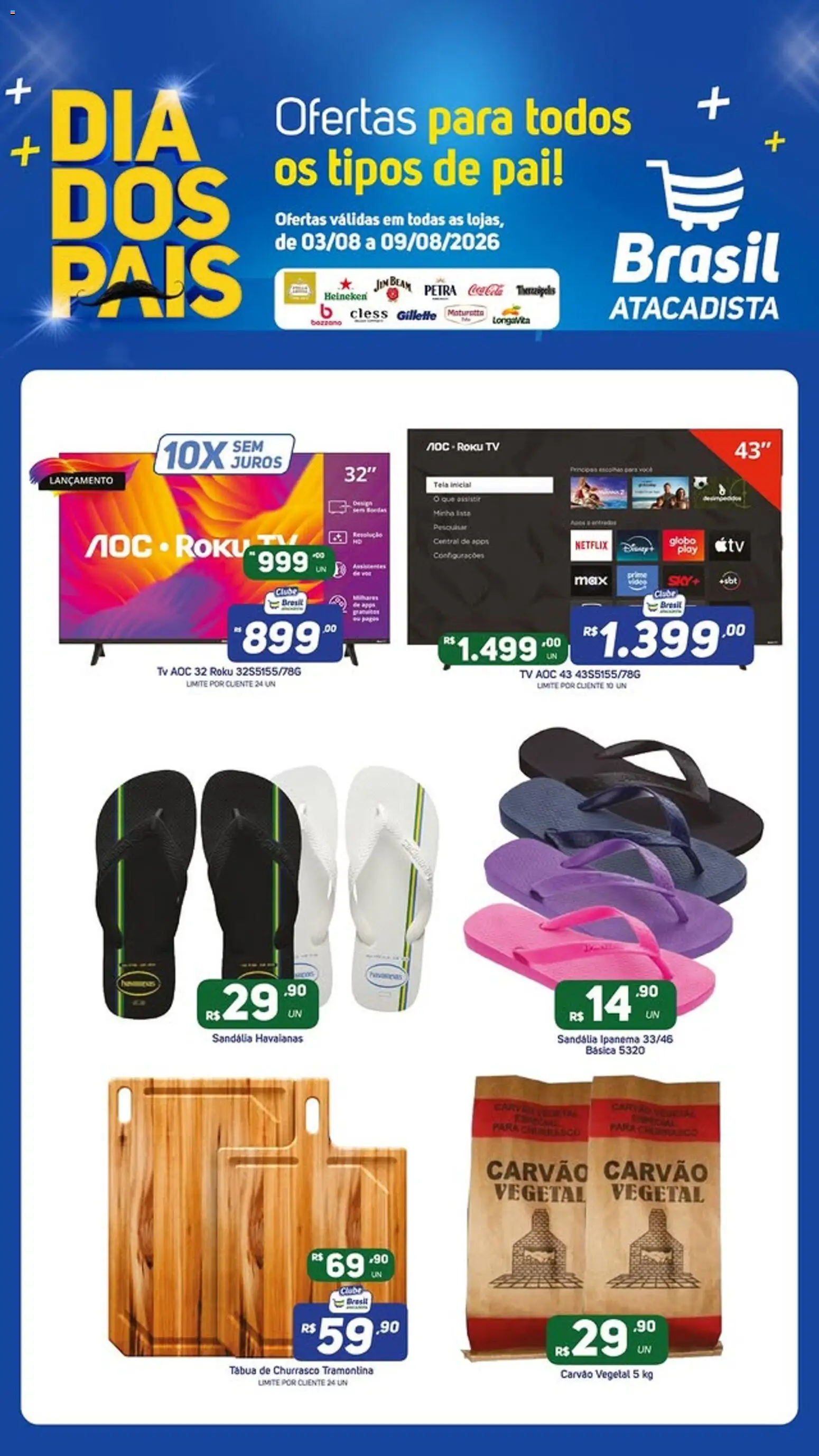 Brasil Atacadista Folheto - válido de 03/08/2026 | Página: 3 | Produtos: Carvão vegetal, Tela, Parca, Tábua