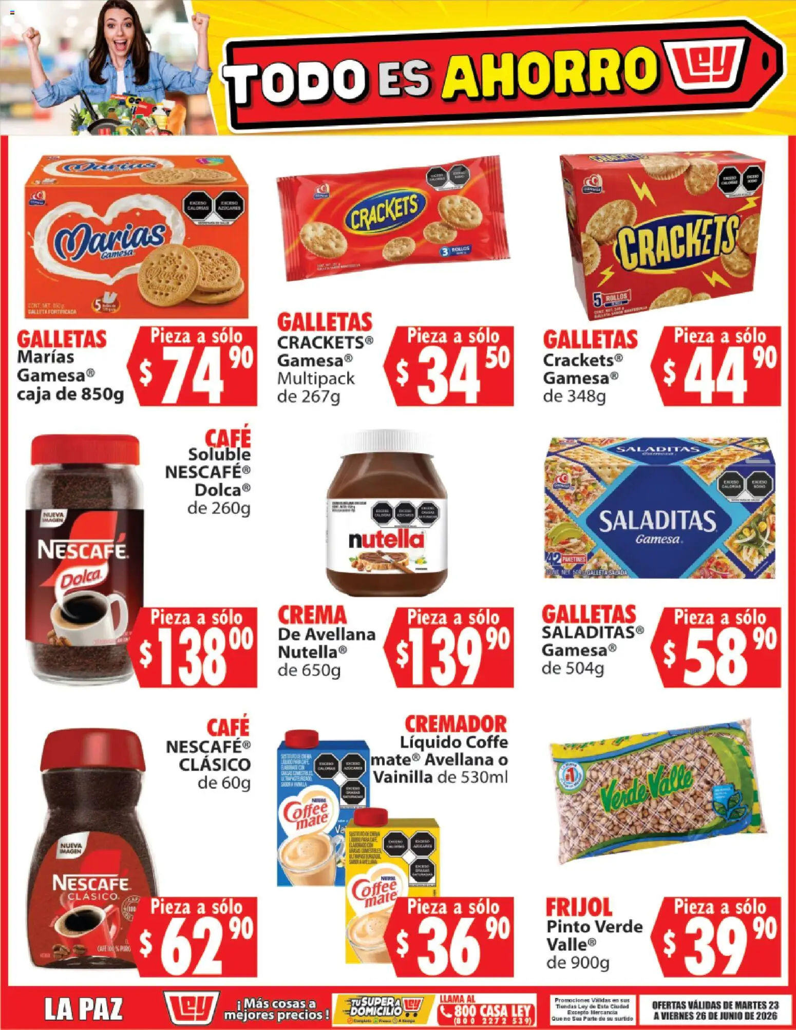 Nuevas ofertas de Casa Ley válidas en toda la República Mexicana desde el 23/06/2026. ¡Encuentra las mejores ofertas en Casa Ley folleto Todo es ahorro! | Página: 3 | Productos: Crema, Café, Galletas, Caja