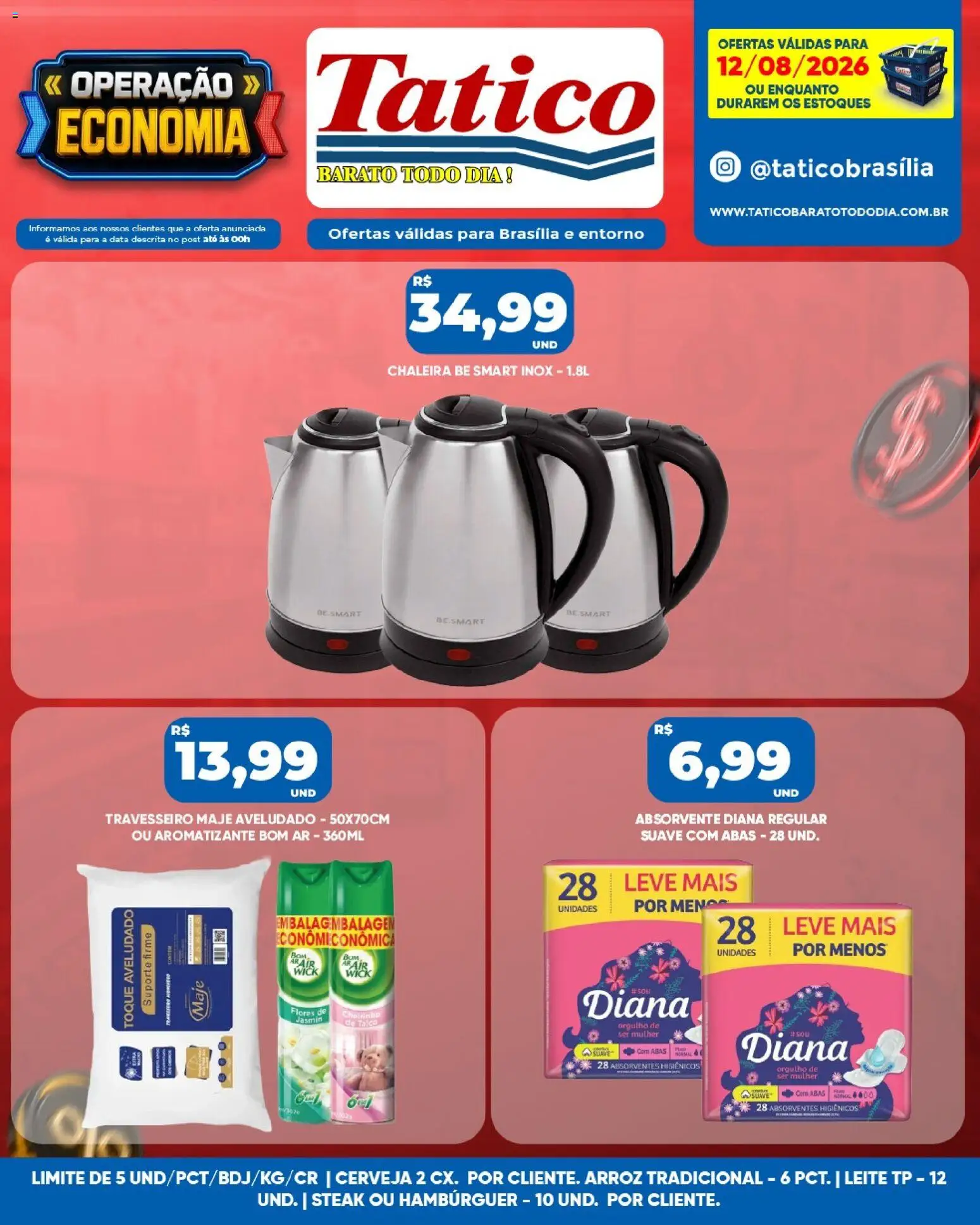 Tatico Folheto - válido de 12/08/2026 | Página: 12 | Produtos: Talco, Flores, Cerveja, Hambúrguer