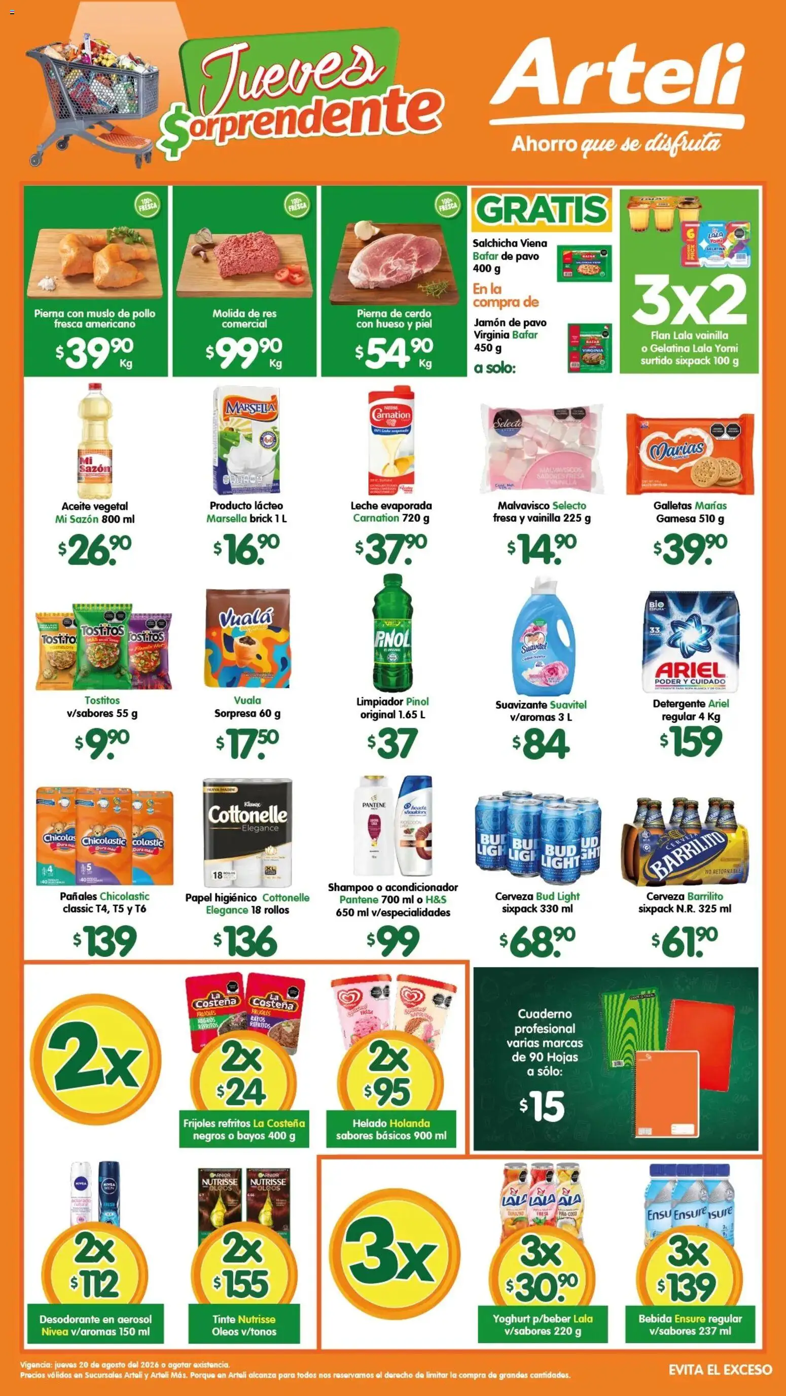Nuevas ofertas de Arteli válidas en toda la República Mexicana desde el 20/08/2026. ¡Encuentra las mejores ofertas en Arteli folleto! | Página: 1 | Productos: Desodorante, Aceite, Suavizante, Pañales