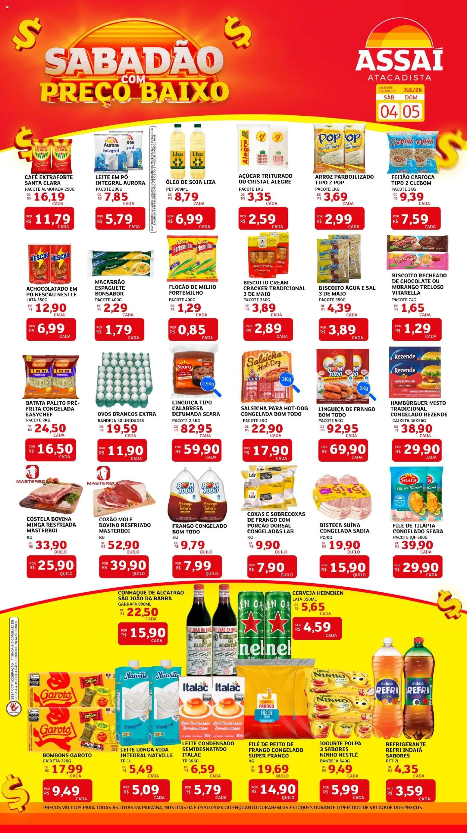 Assaí Atacadista Folheto - válido de 04/07/2026 | Página: 1 | Produtos: Pó, Óleo, Leite condensado, Leite em pó
