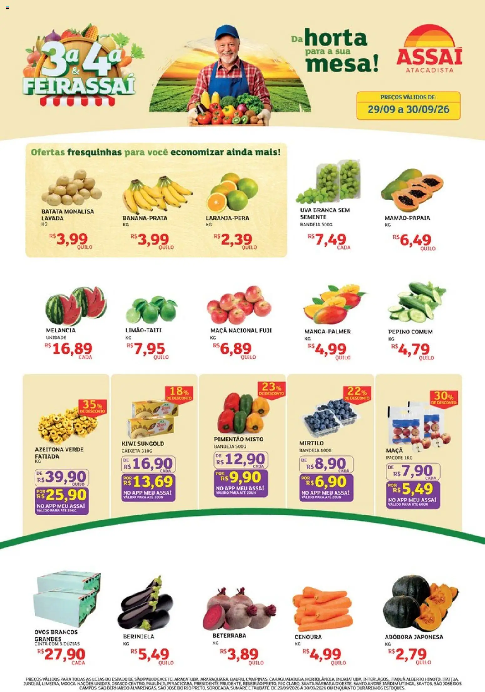 Assaí Atacadista Folheto - válido de 29/09/2026 | Página: 1 | Produtos: Berinjela, Beterraba, Kiwi, Batata