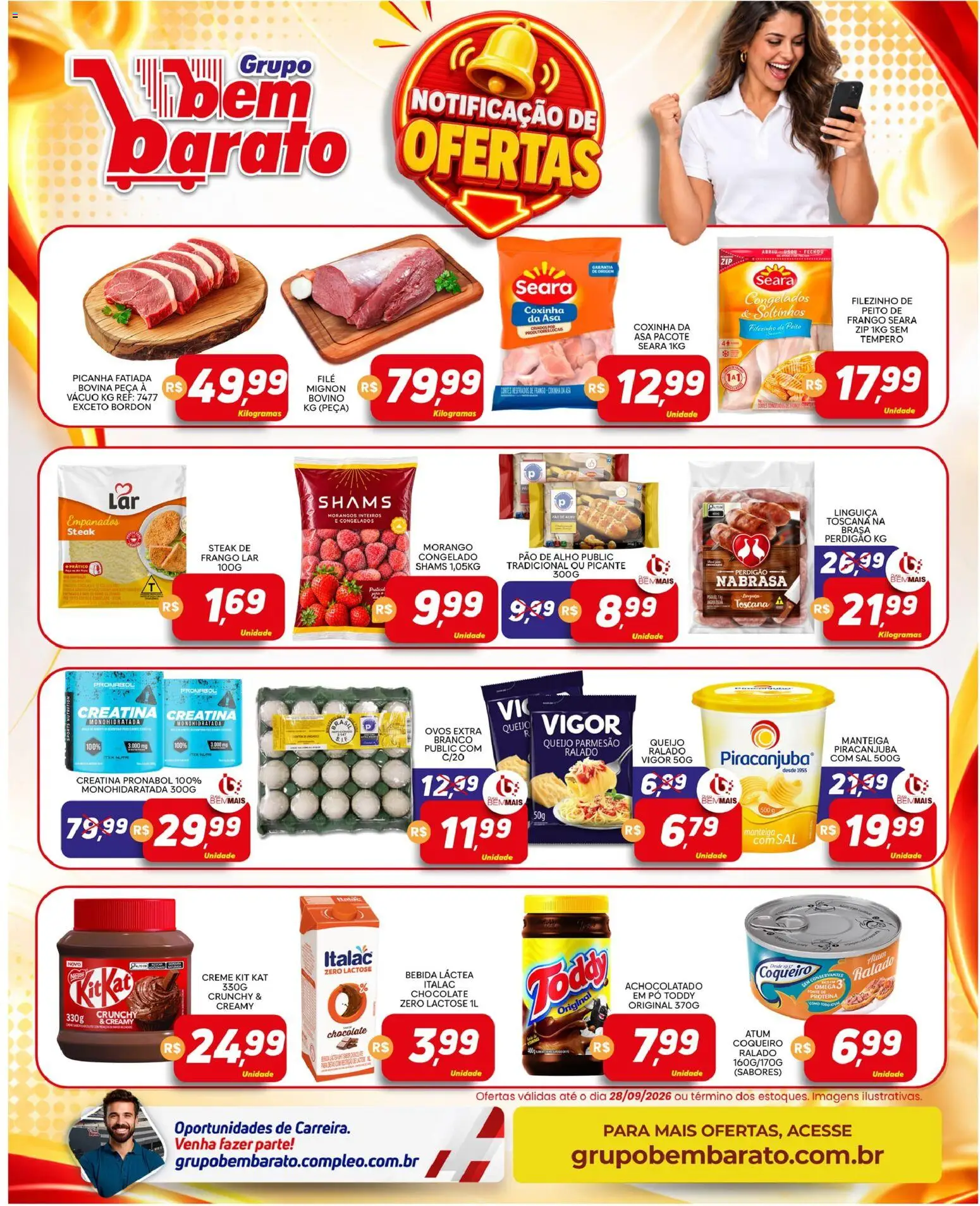 Supermercado Bem Barato Folheto - válido de 22/09/2026 | Página: 2 | Produtos: Pó, Pão, Morangos, Frango