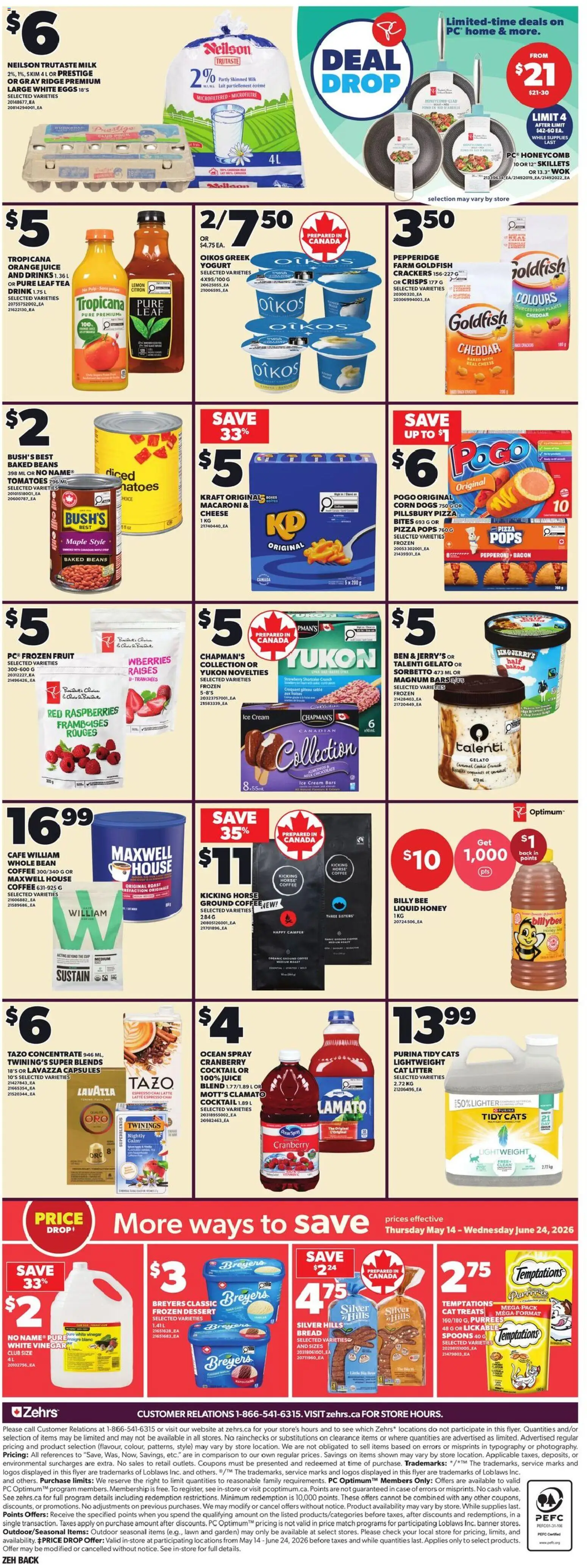 Zehrs flyer valid from 21.05.2026 | Page: 4 | Products: Milk, Eggs, Bread, Chocolate