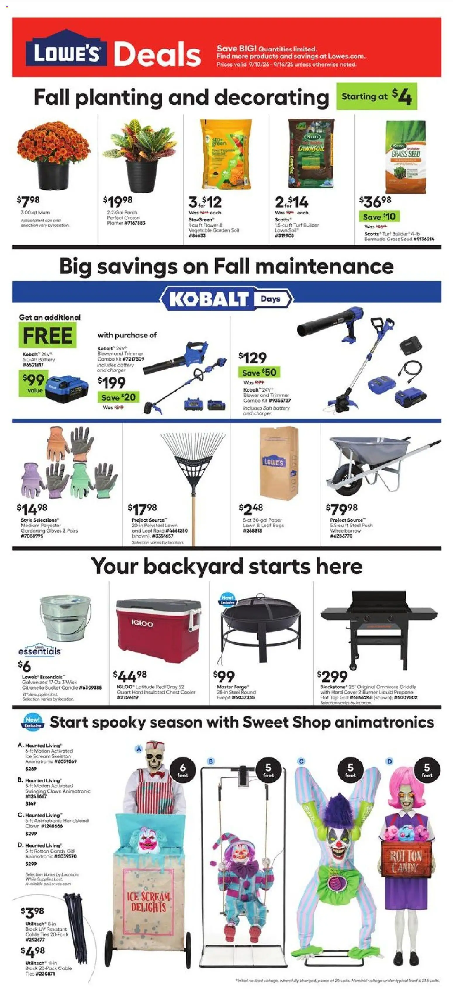 Lowe's Weekly Ad - valid from 09/10/2026 | Page: 1 | Products: Trimmer, Candy, Cable, Grill
