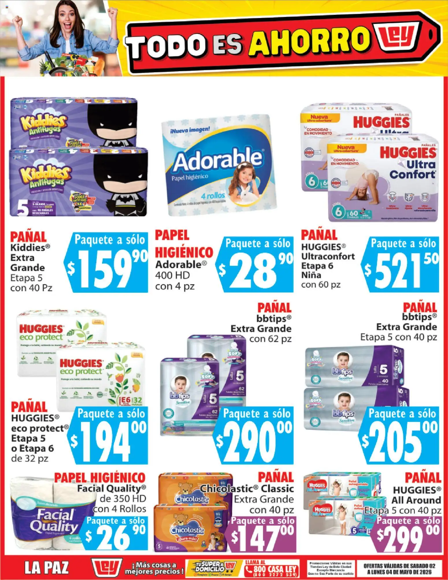 Nuevas ofertas de Casa Ley válidas en toda la República Mexicana desde el 02.05.2026. ¡Encuentra las mejores ofertas en Casa Ley folleto Todo es ahorro! | Página: 11 | Productos: Pañales, Papel higiénico