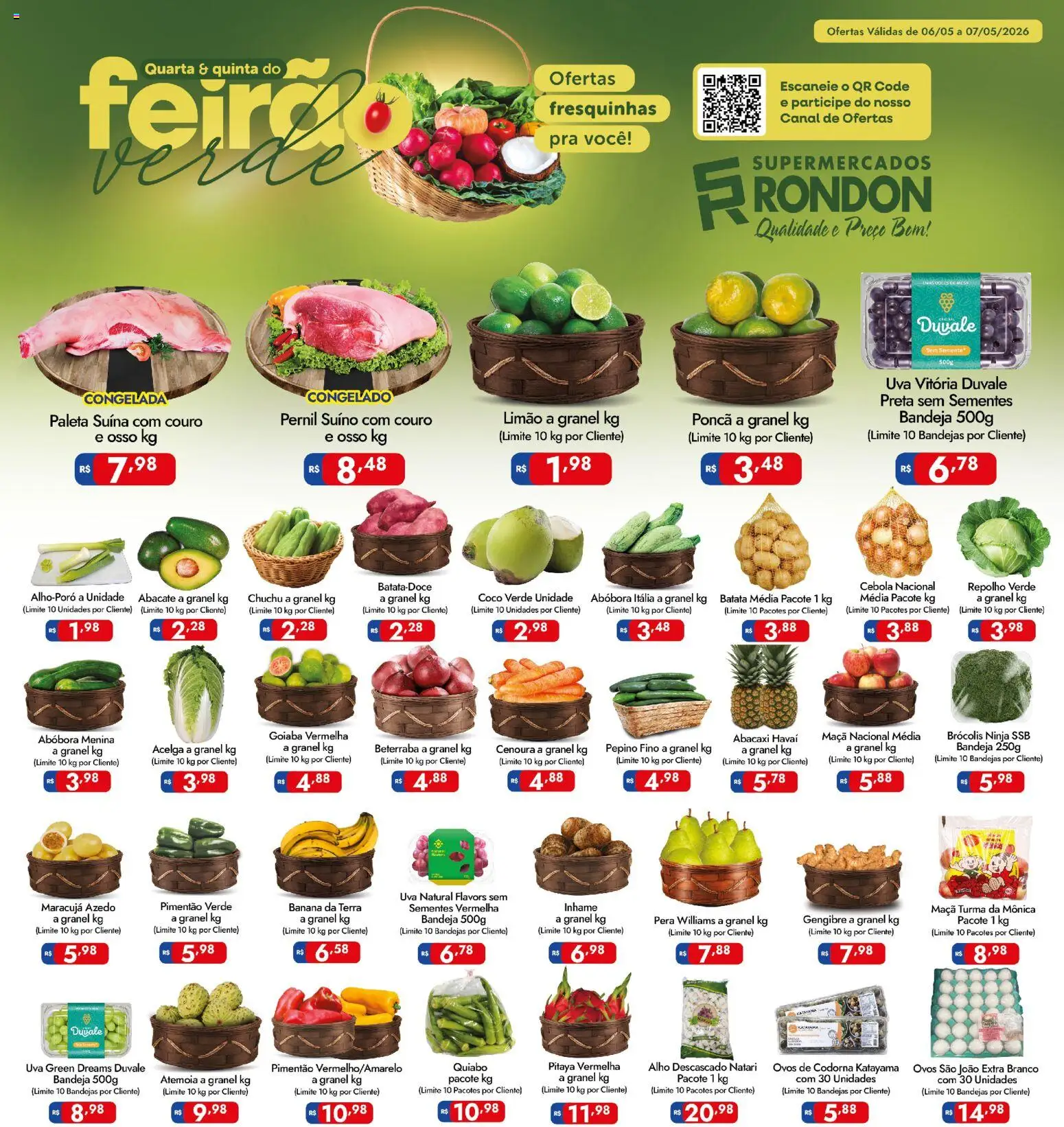 Supermercados Rondon Folheto - válido de 06.05.2026 | Página: 1 | Produtos: Chuchu, Beterraba, Cebola, Cenoura