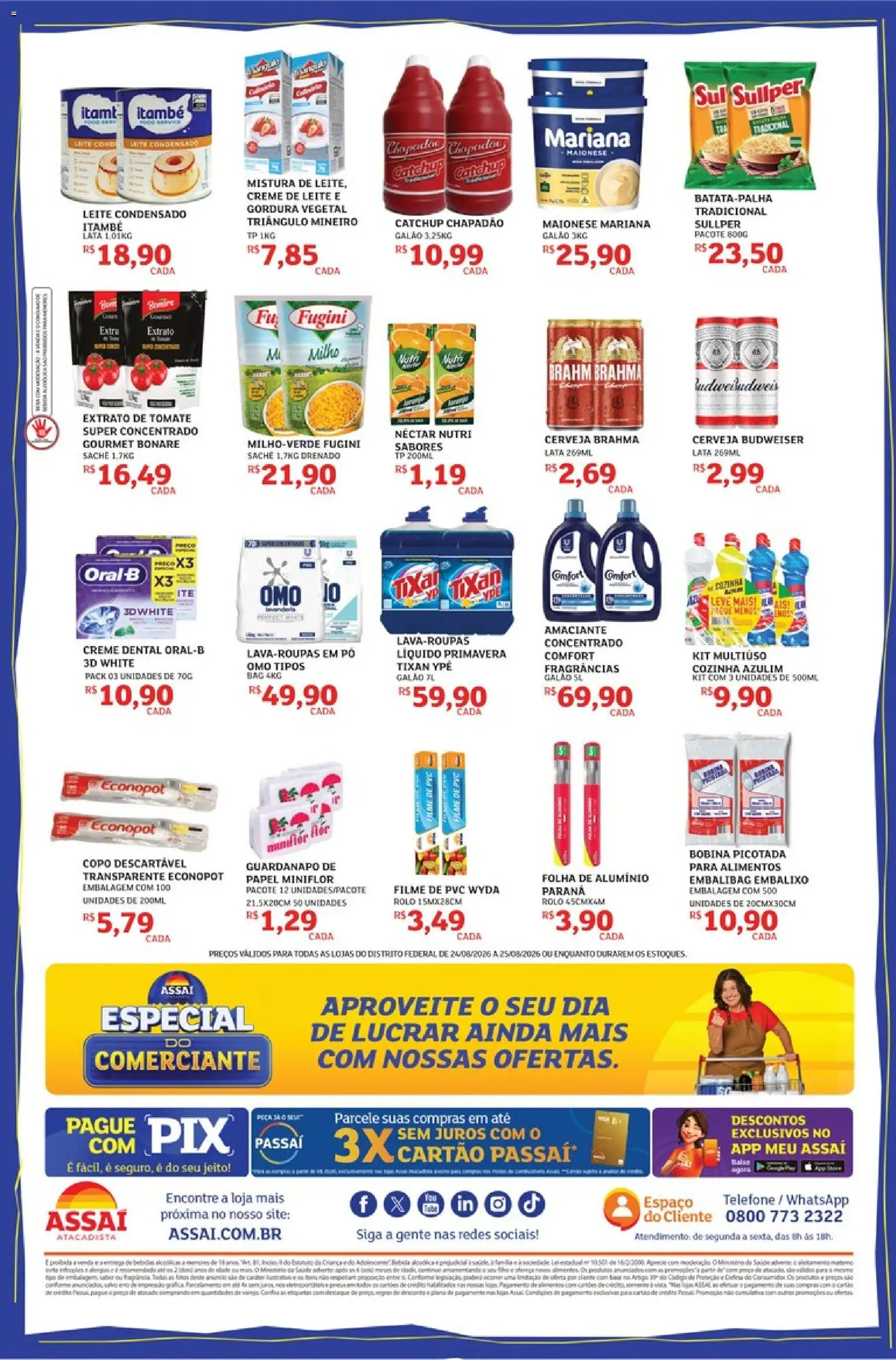 Assaí Atacadista Folheto - válido de 24/08/2026 | Página: 2 | Produtos: Telefone, Maionese, Milho, Leite condensado