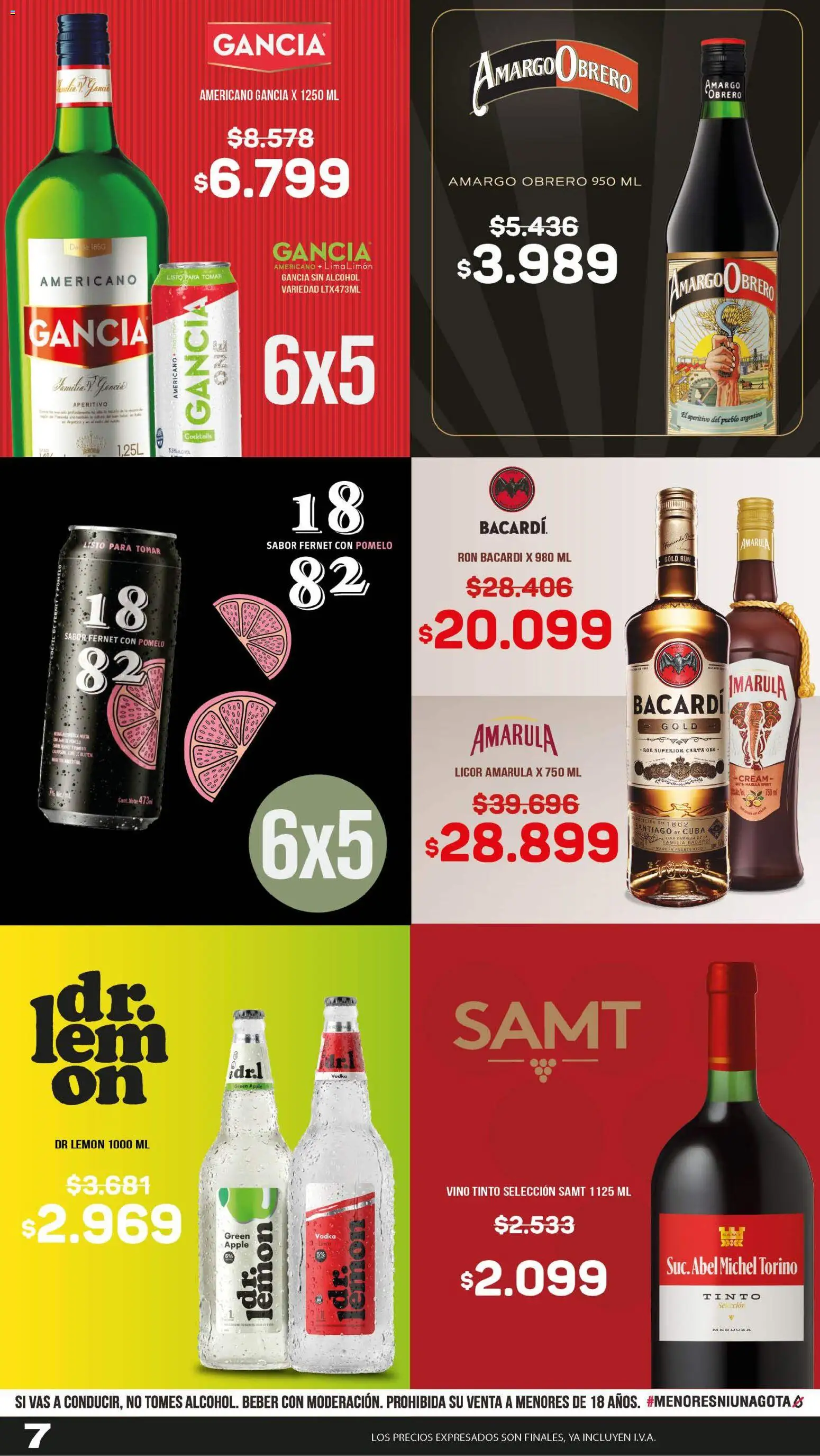 Makro ofertas │ válido desde el 06/08/2026 | Página: 7 | Productos: Bacardi, Vino tinto, Fernet, Alcohol