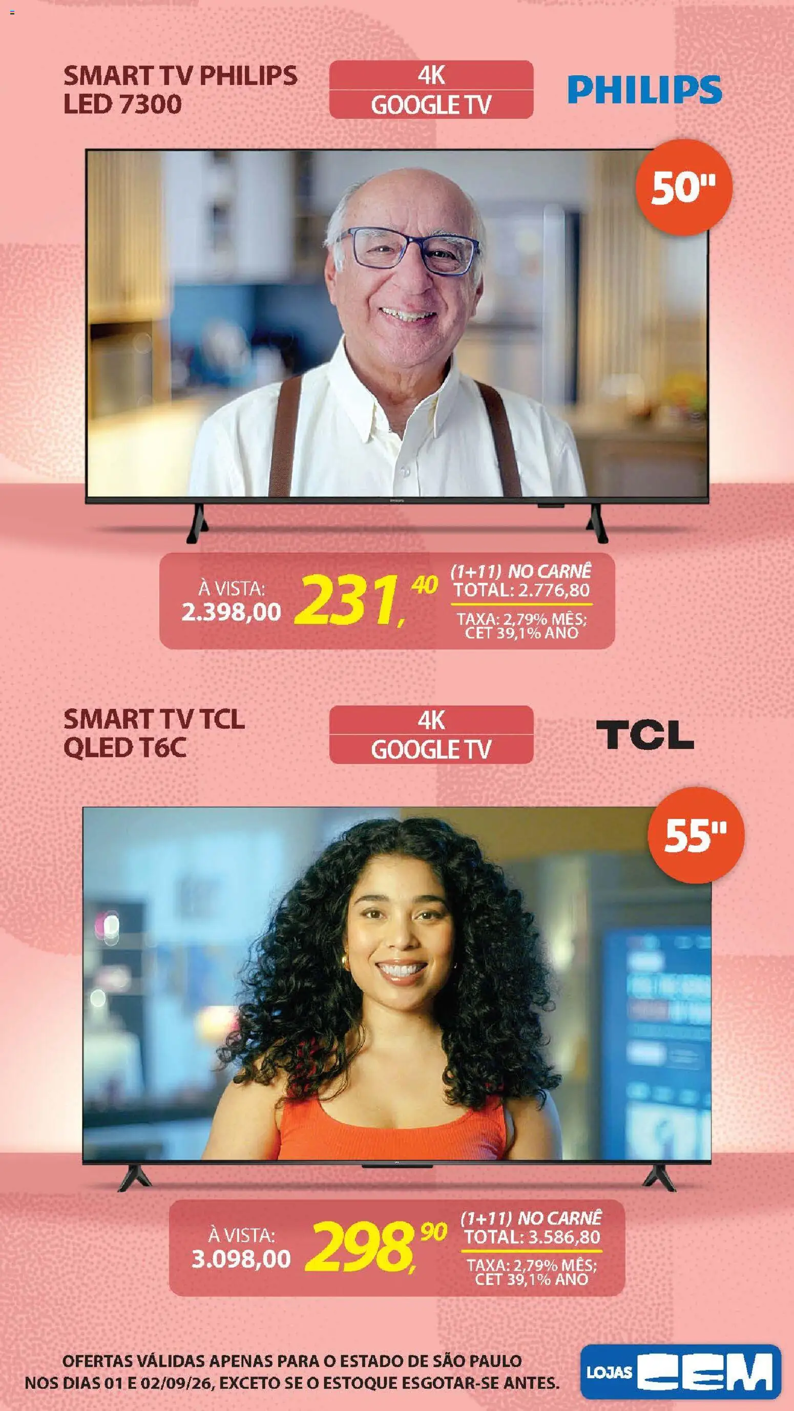 Lojas Cem Folheto - válido de 01/09/2026 | Página: 73 | Produtos: smart TV, Tv, Carne