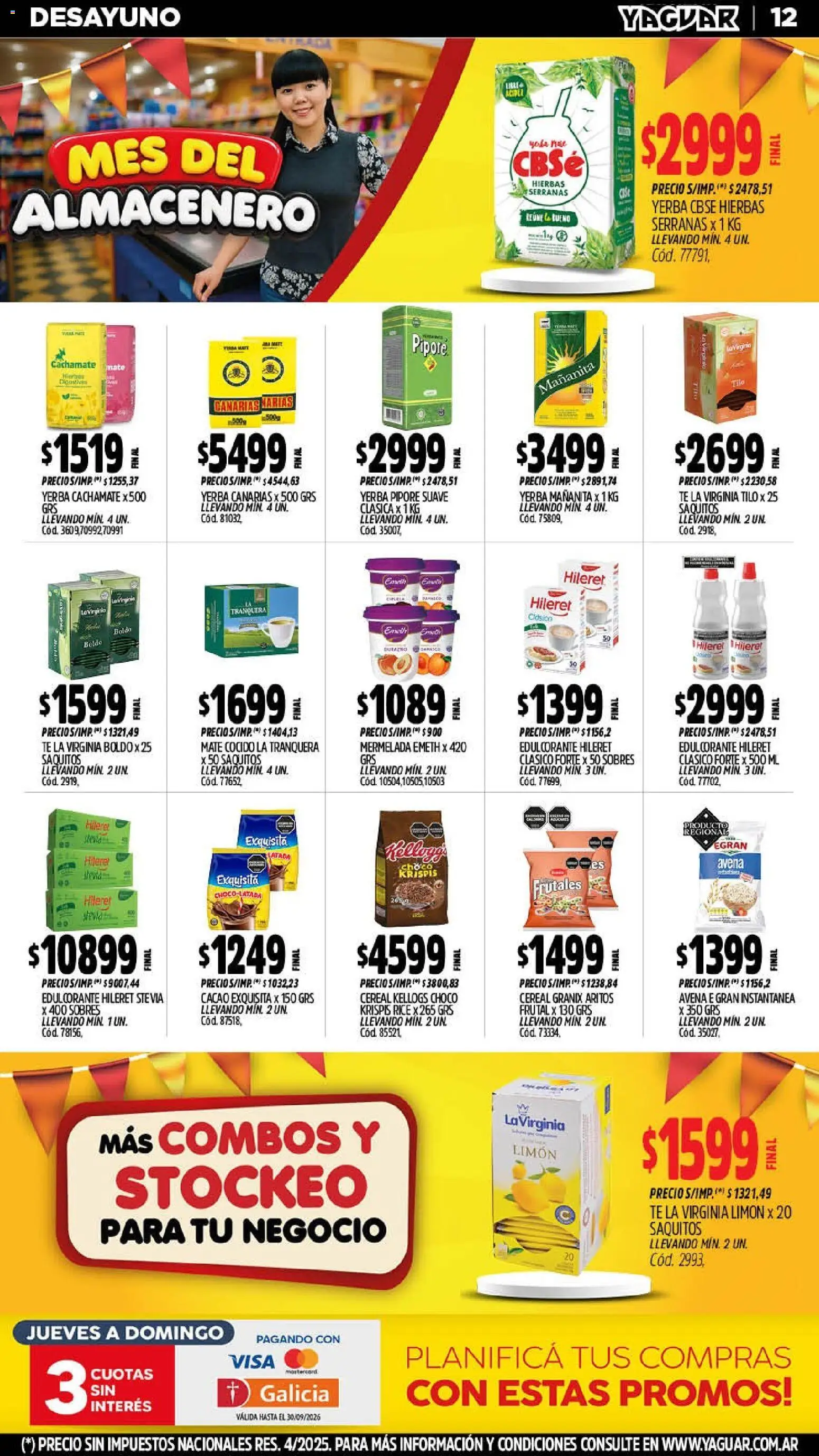 Yaguar - Oferta Semanal Neuquen │ válido desde el 14/09/2026 | Página: 12 | Productos: Edulcorante, Avena, Limón, Té