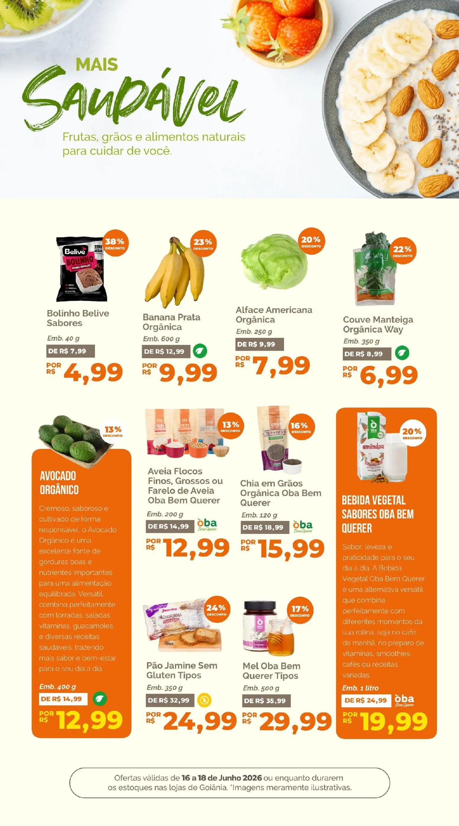 Oba Hortifruti Folheto - válido de 16.06.2026 | Página: 6 | Produtos: Pão, Flocos, Bebida, Avelã