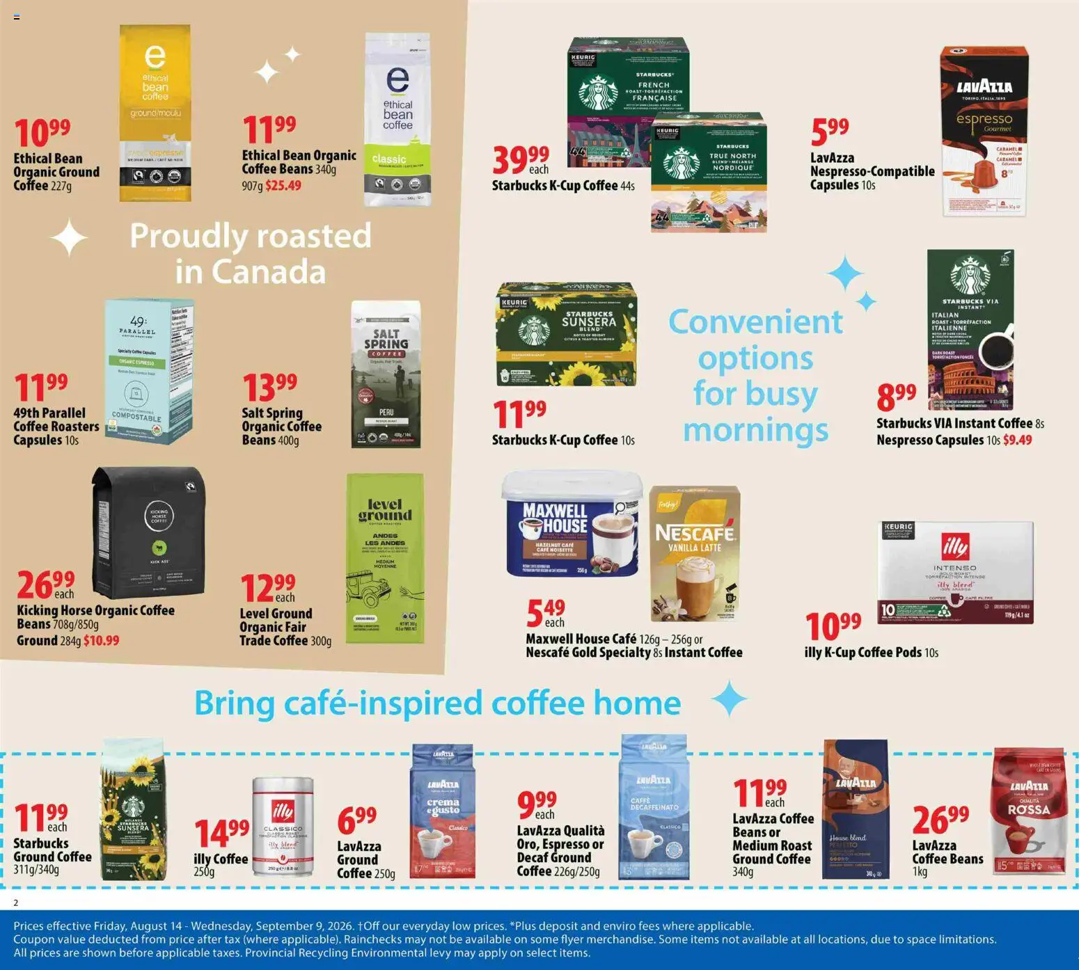 London Drugs flyer valid from Aug 14, 2026 | Page: 2 | Products: Citrus, Instant coffee, Vanilla, Ground coffee