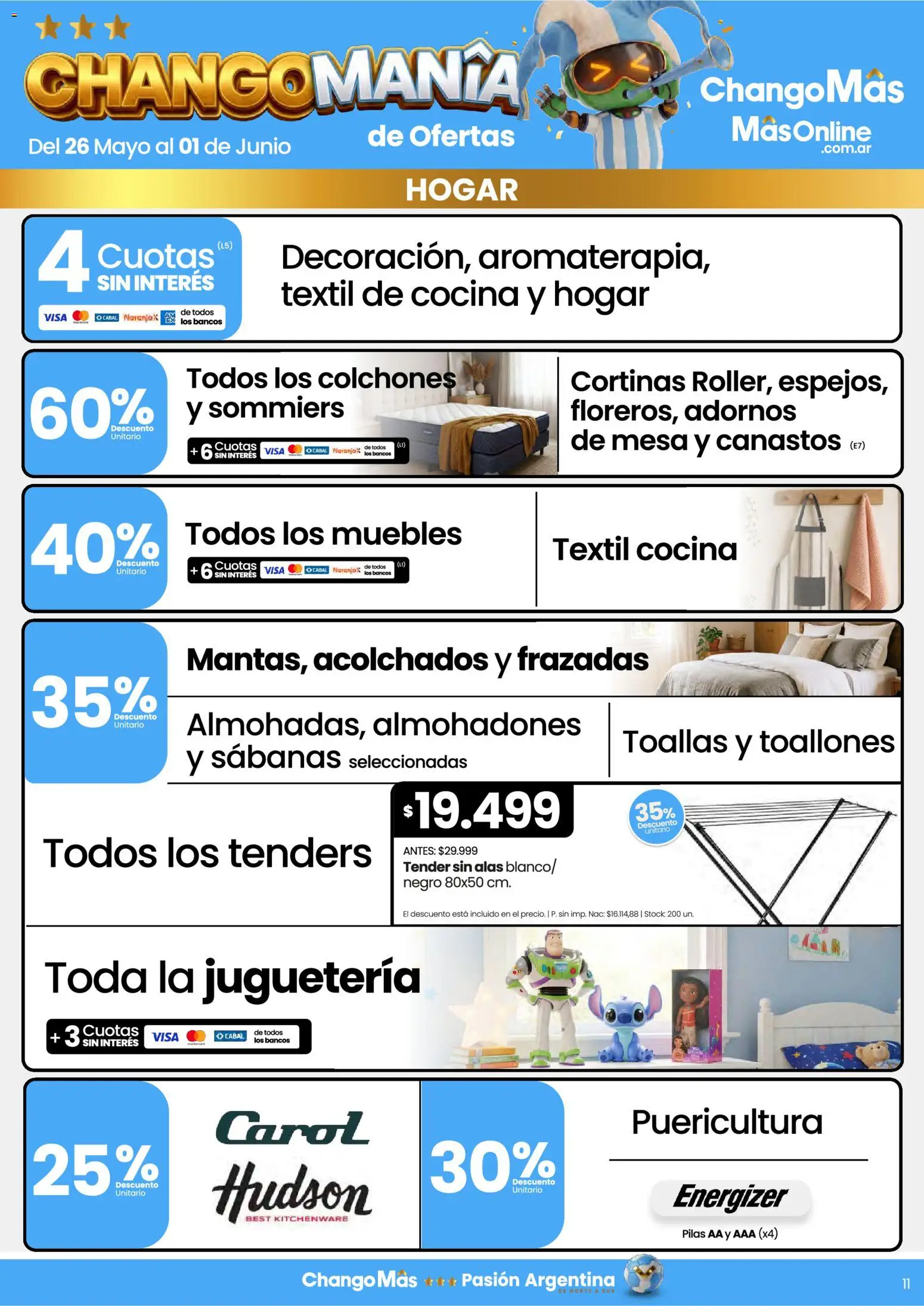 Changomas ofertas │ válido desde el 26.05.2026 | Página: 11 | Productos: Cocina, Toallas, Cortinas, Tender