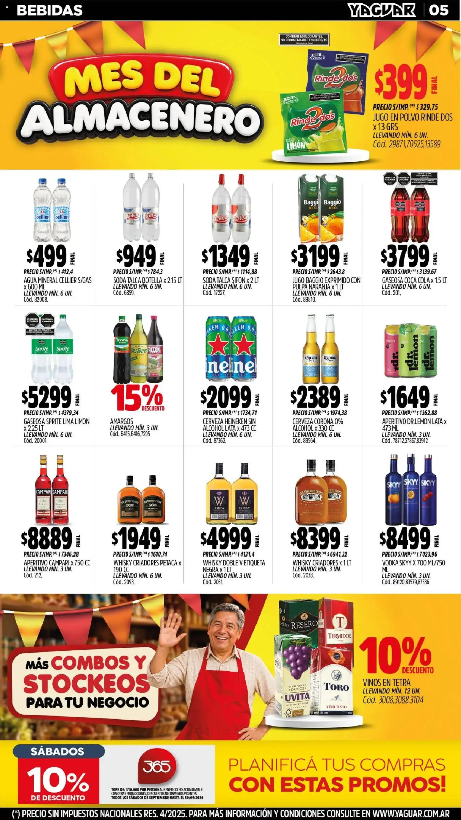 Yaguar - Oferta Semanal San Juan │ válido desde el 31/08/2026 | Página: 5 | Productos: Vino tinto, Heineken, Agua mineral, Jugo