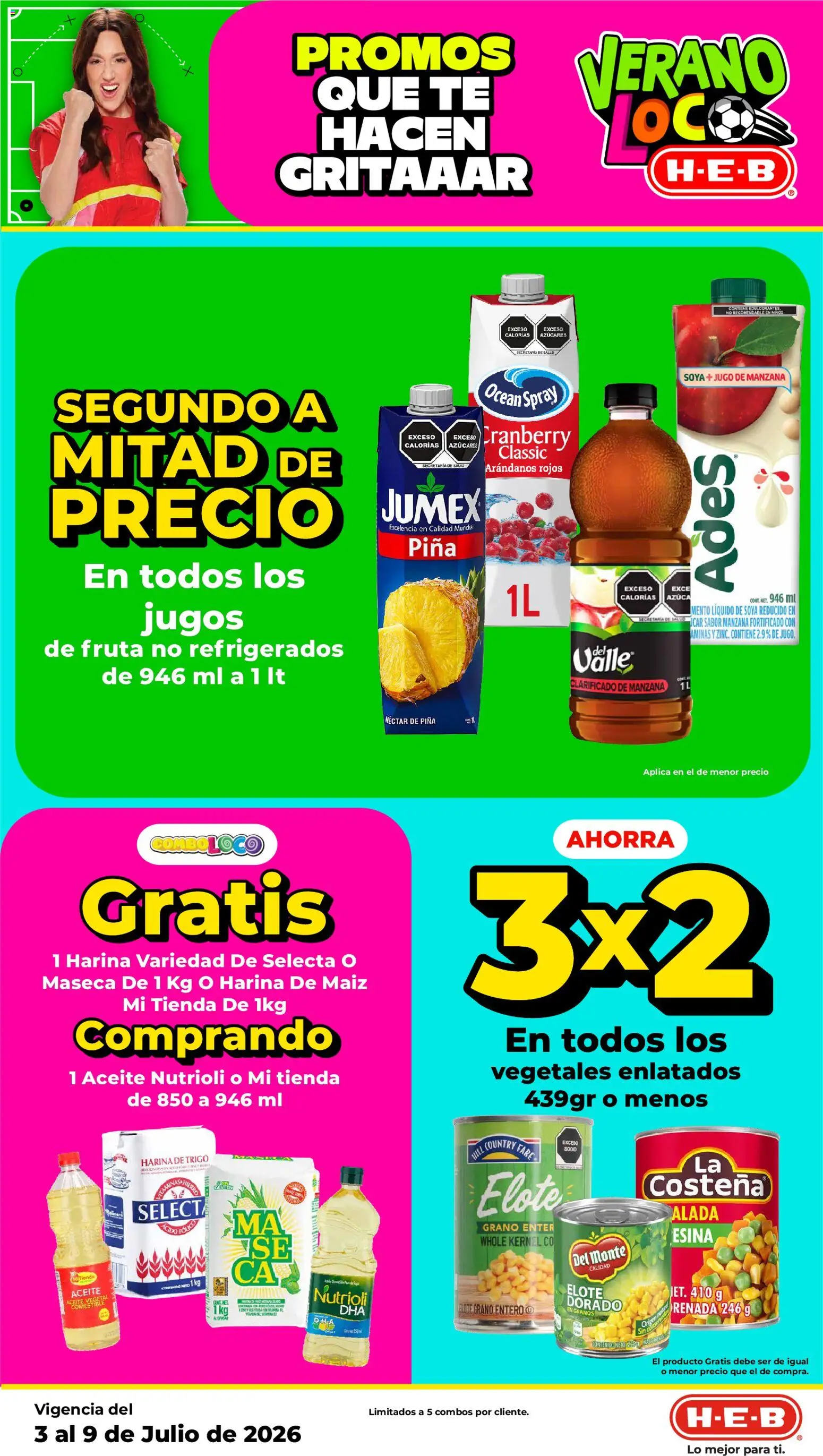 Nuevas ofertas de H-E-B válidas en toda la República Mexicana desde el 03/07/2026. ¡Encuentra las mejores ofertas en H-E-B folleto! | Página: 10 | Productos: Maíz, Harina, Manzana, Jugo