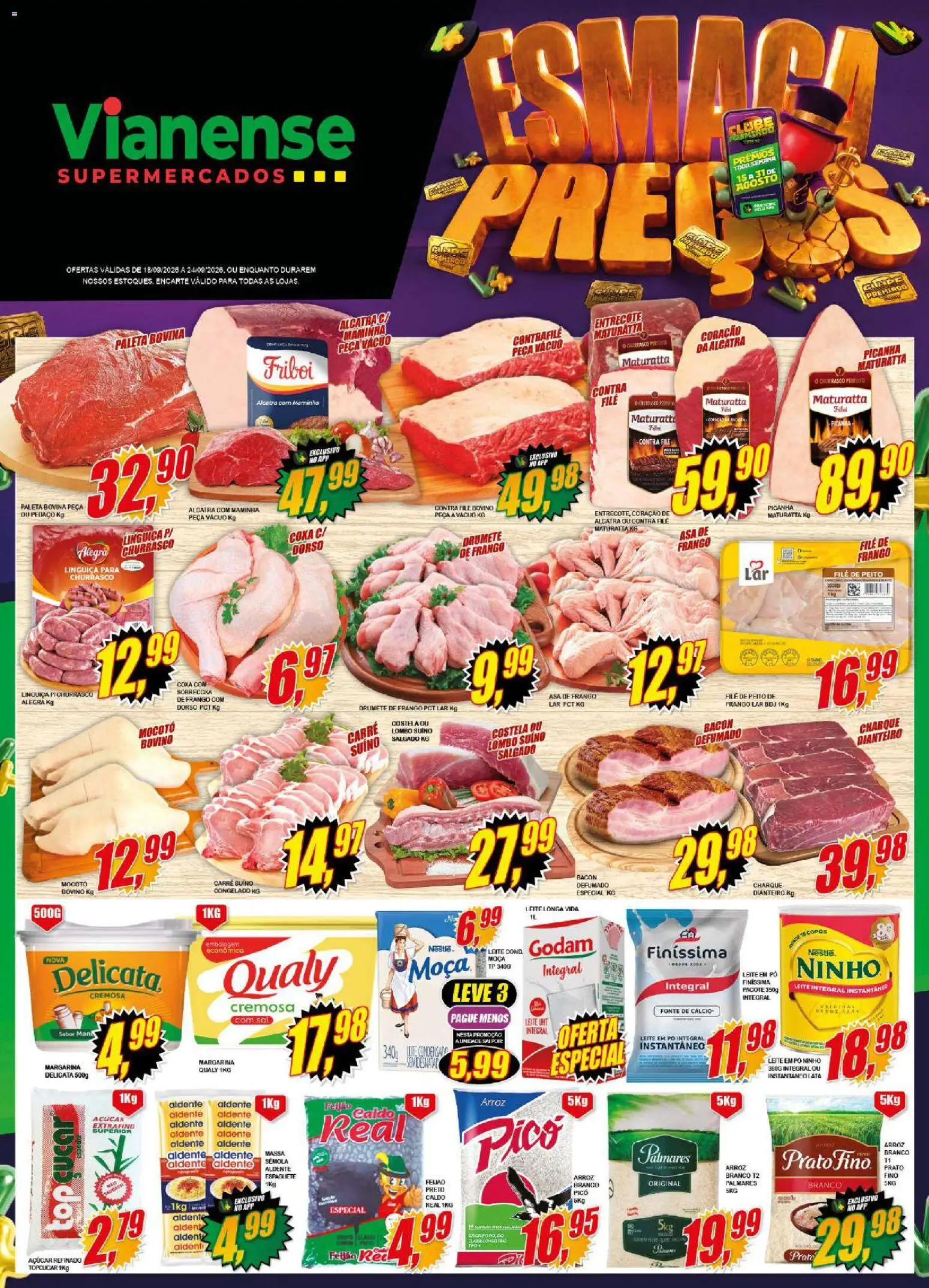Vianense Folheto - válido de 18/09/2026 | Página: 1 | Produtos: Espaguete, Massa, Cálcio, Frango