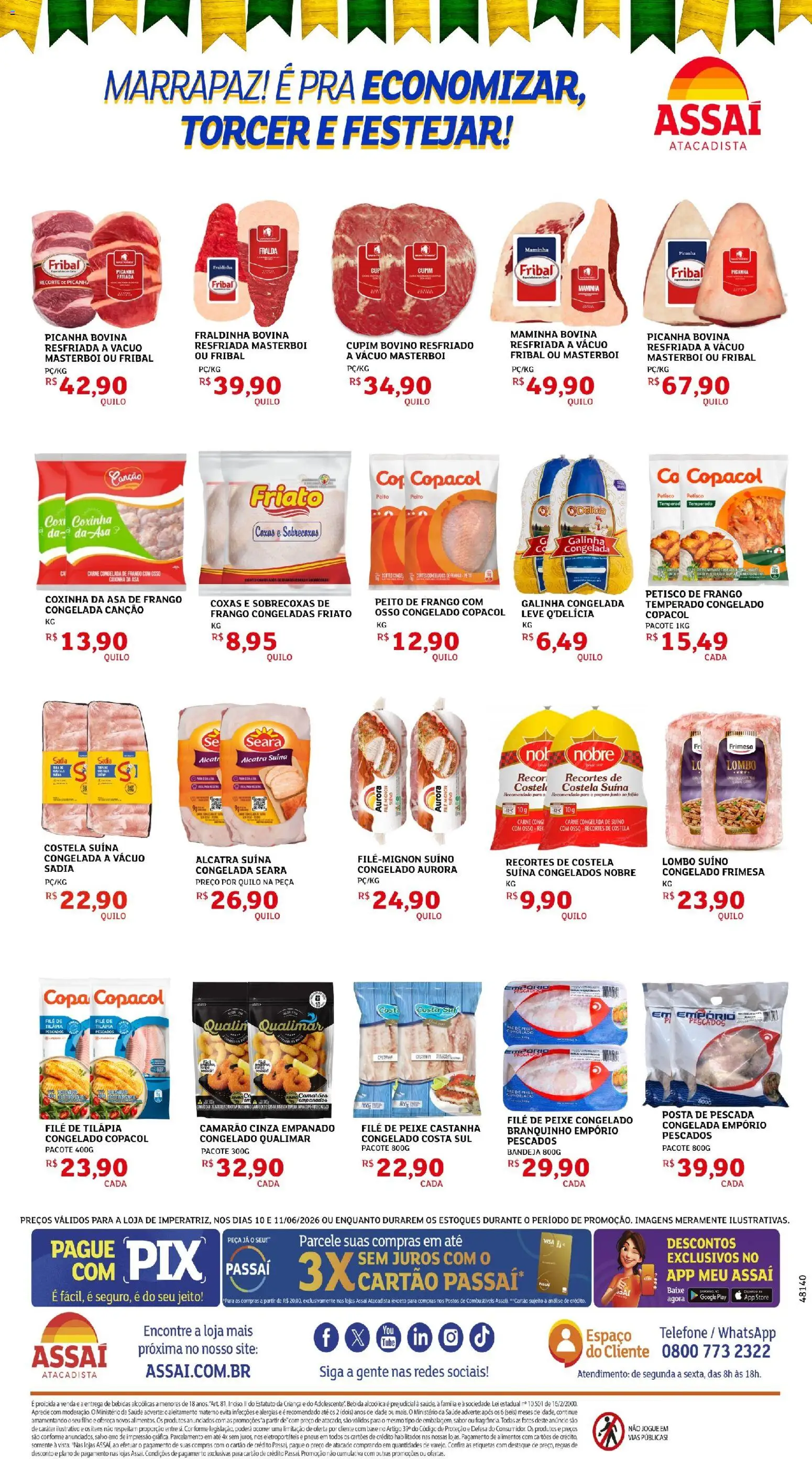 Assaí Atacadista Folheto - válido de 10.06.2026 | Página: 2 | Produtos: Camarão, Peixe, Base, Bandeja