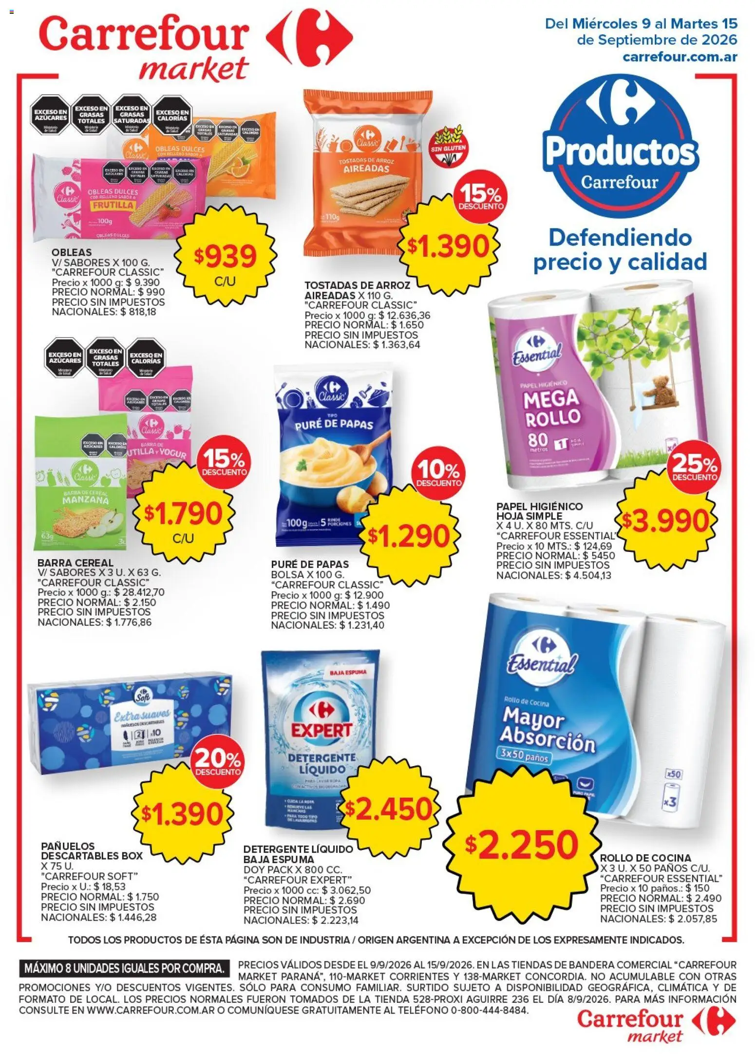 Carrefour Market - Market Corrientes │ válido desde el 09/09/2026 | Página: 4 | Productos: Papel higiénico, Dulces, Manzana, Arroz