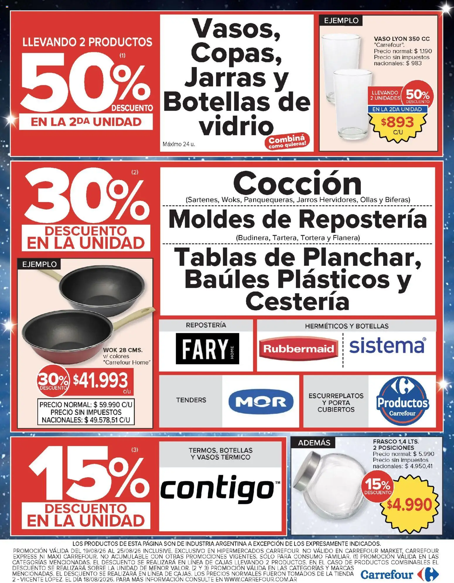 Carrefour ofertas │ válido desde el 19/08/2026 | Página: 22 | Productos: Flanera, Sobre, Wok, Vasos