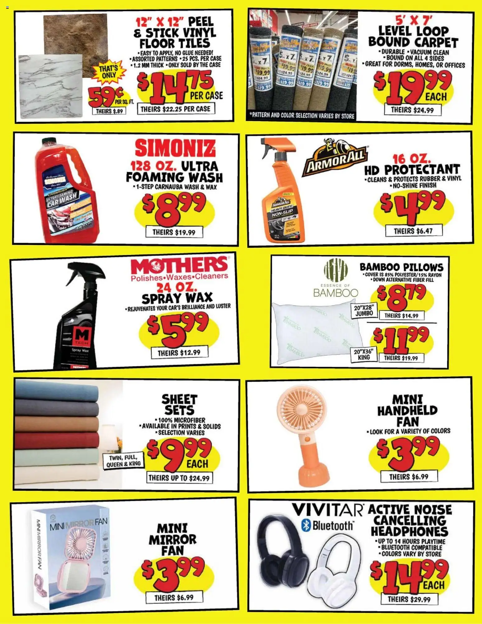 Ollie's Saviings Ad - valid from 08/07/2026 | Page: 4 | Products: Floor tiles, Mirror, Headphones, Sheet