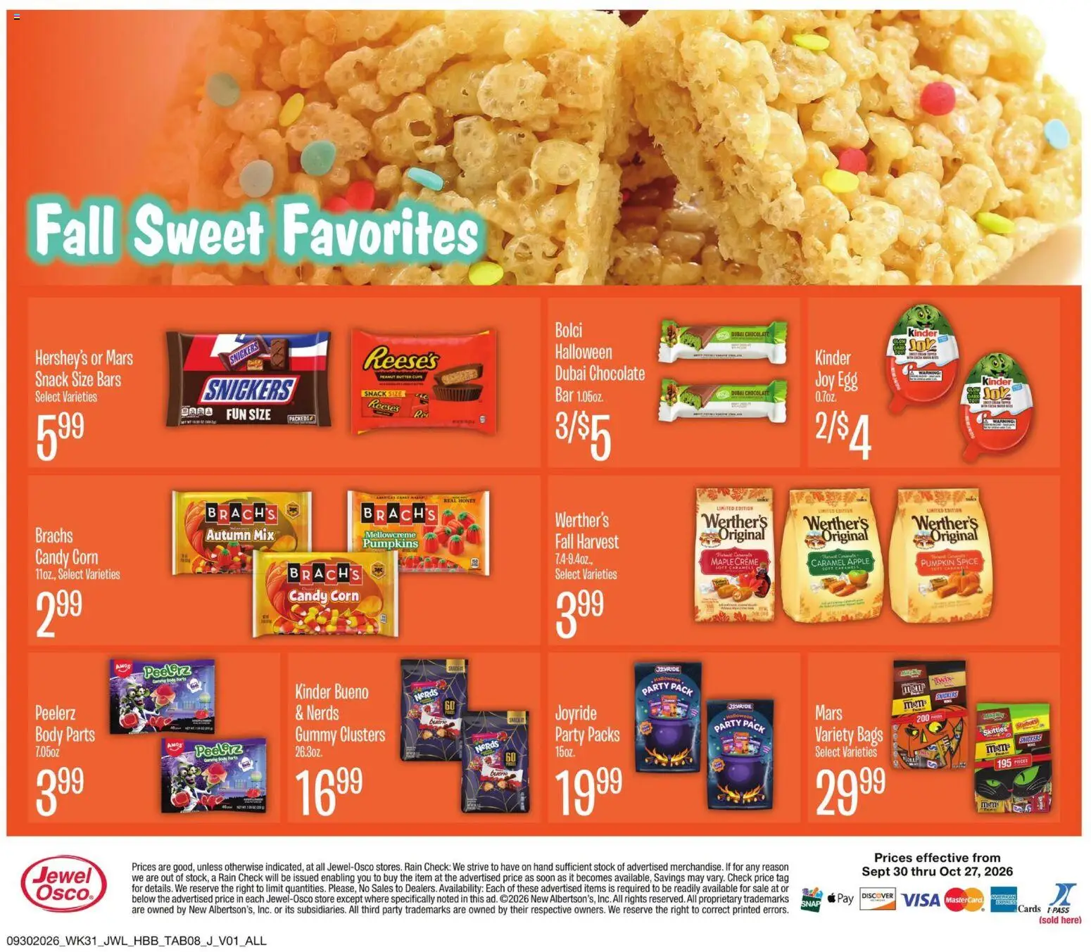 Jewel Osco Specialty Publication - valid from 09/30/2026 | Page: 8 | Products: Candy, Chocolate, Pumpkin, Snickers