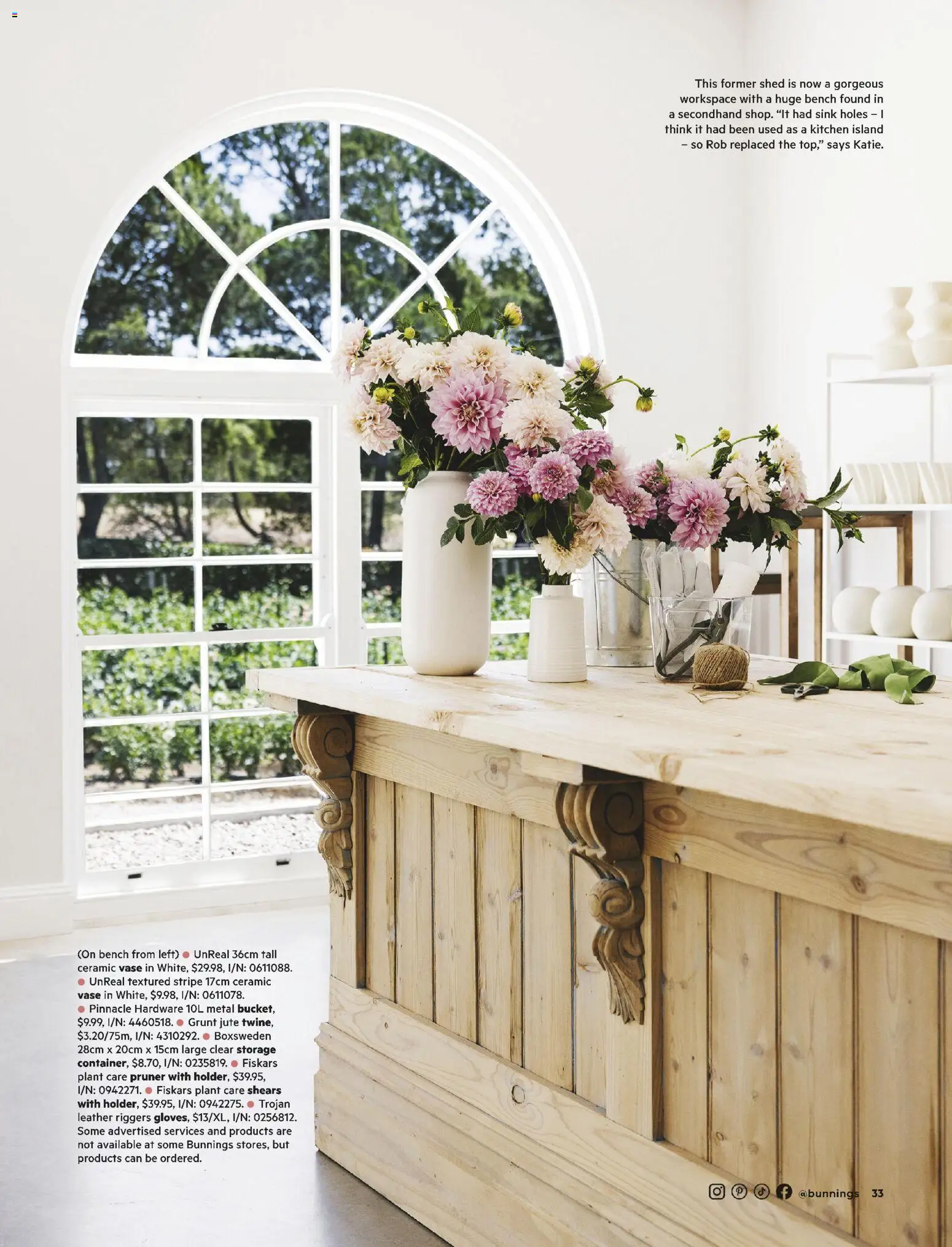 Bunnings Warehouse catalogue - valid from 01.05.2026 | Page: 33 | Products: Sink, Vase, Shed, Bench