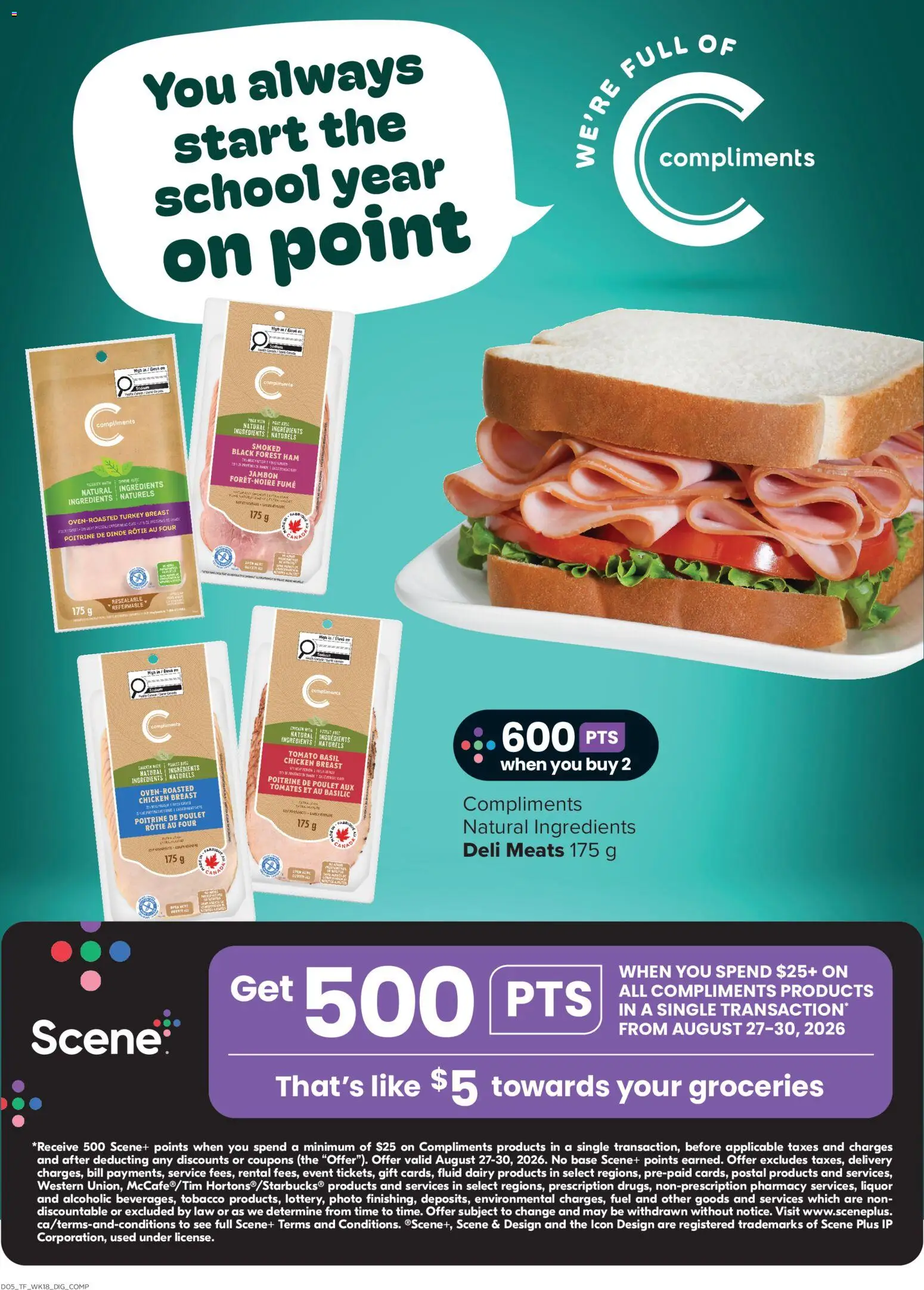 Thrifty Foods flyer valid from Aug 27, 2026 | Page: 12 | Products: Turkey, Ham, Chicken, Ingredients