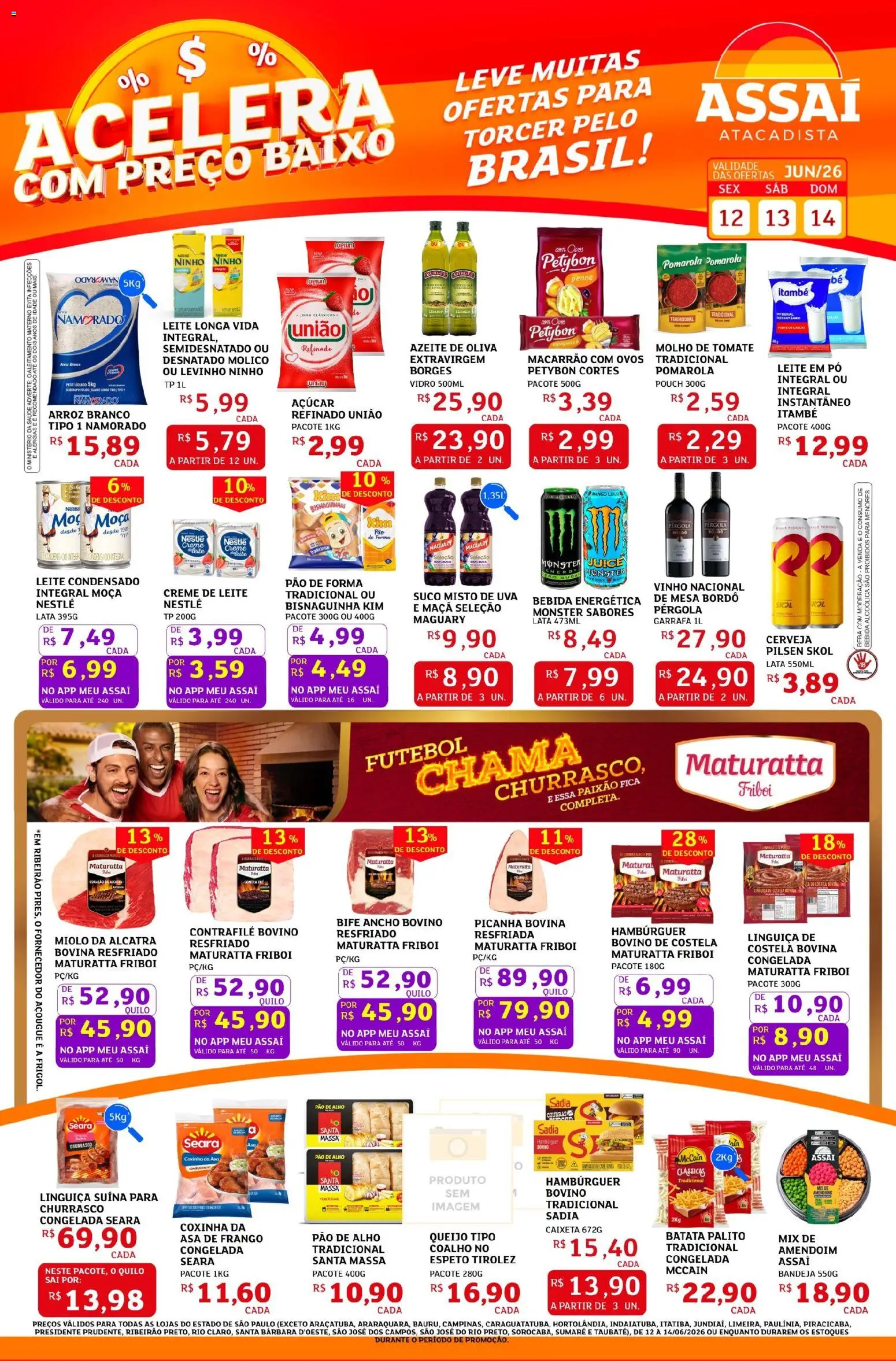Assaí Atacadista Folheto - válido de 12.06.2026 | Página: 1 | Produtos: Alho, Molho de tomate, Picanha, Creme de leite