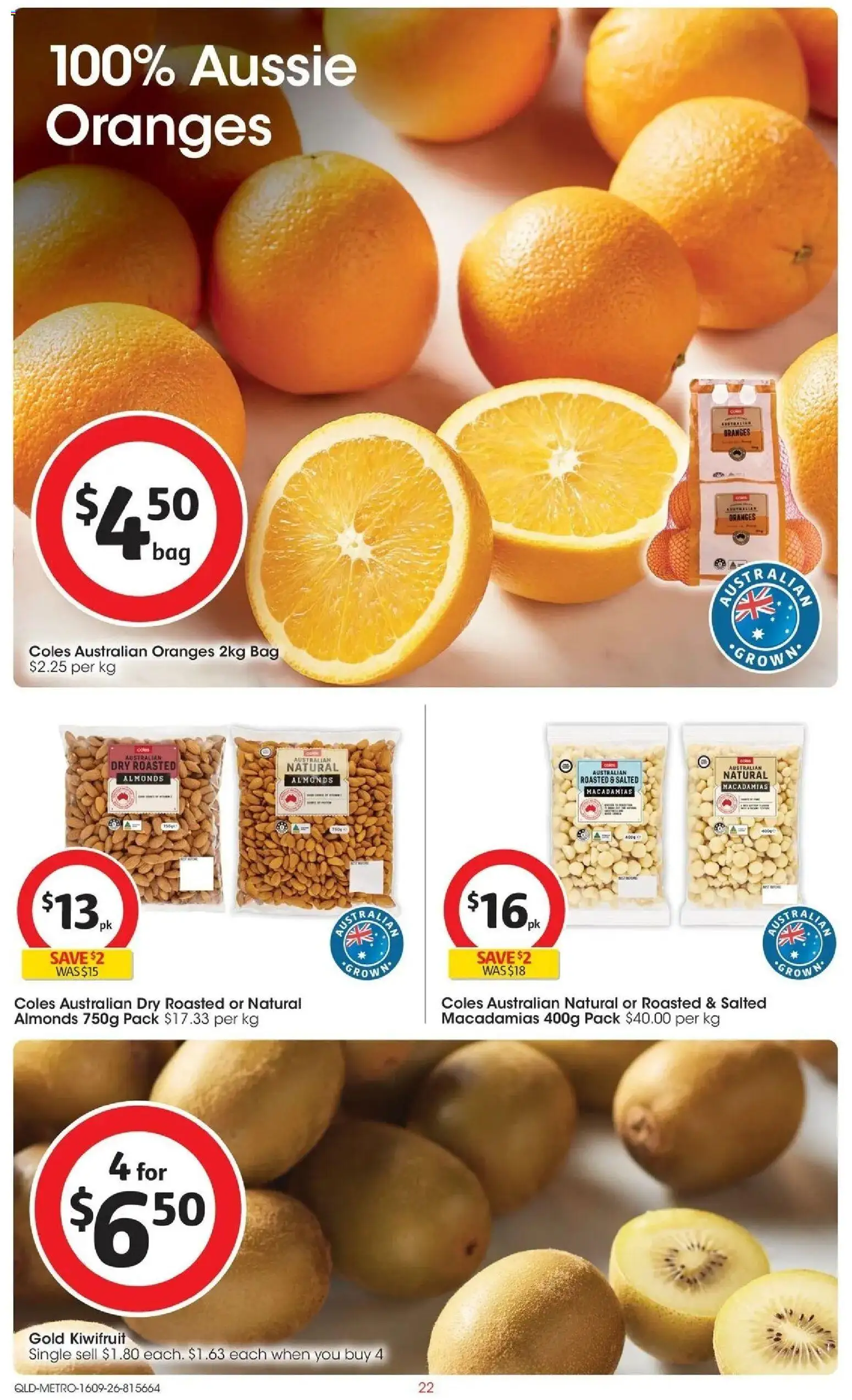 ﻿Coles catalogue valid from 16/09/2026 > Online Australia | Page: 22 | Products: Roasted almonds, Almonds, Nuts, Macadamia nuts