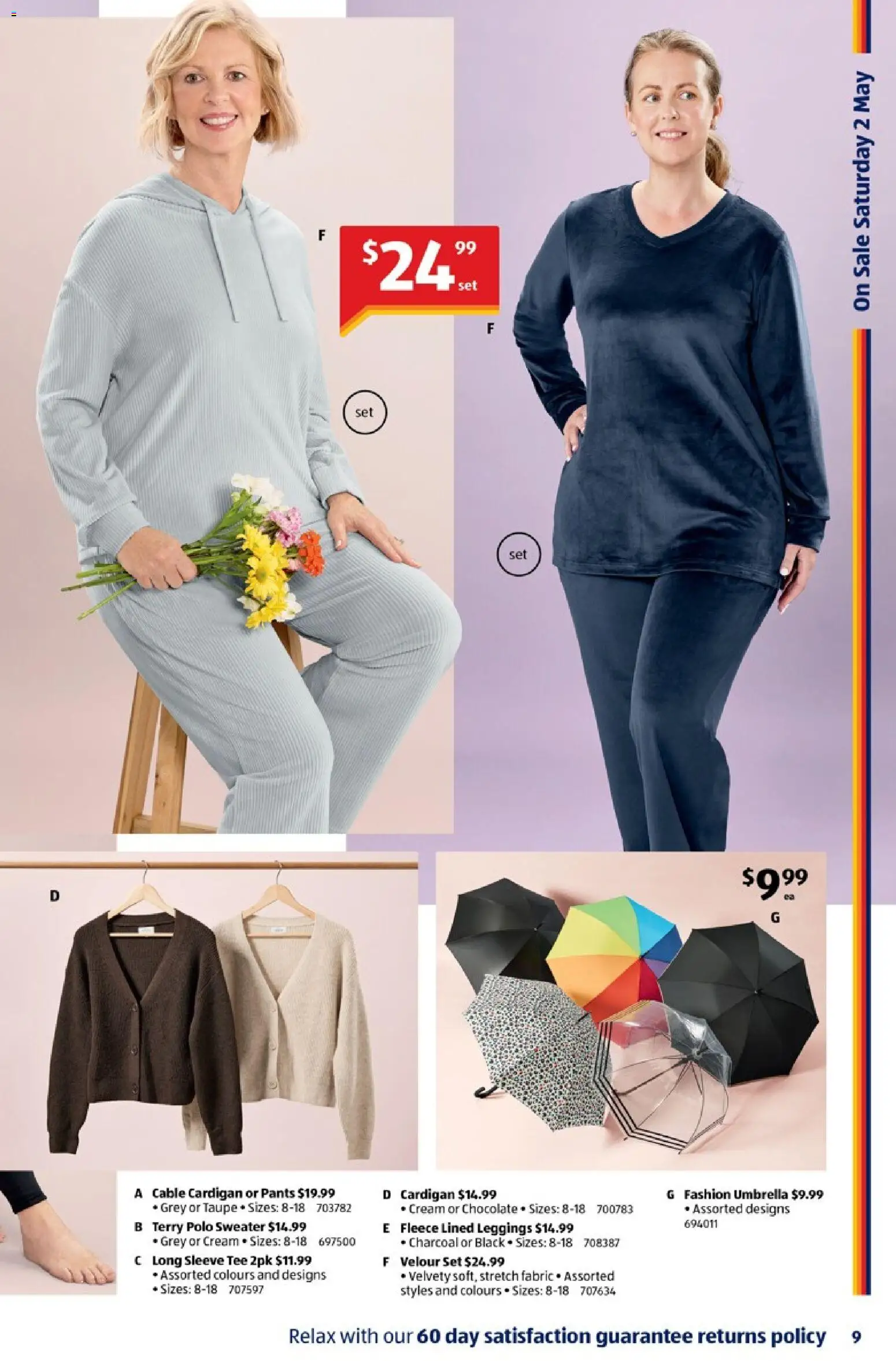 Aldi catalogue - valid from 29.04.2026 | Page: 9 | Products: Cream, Sweater, Leggings, Umbrella