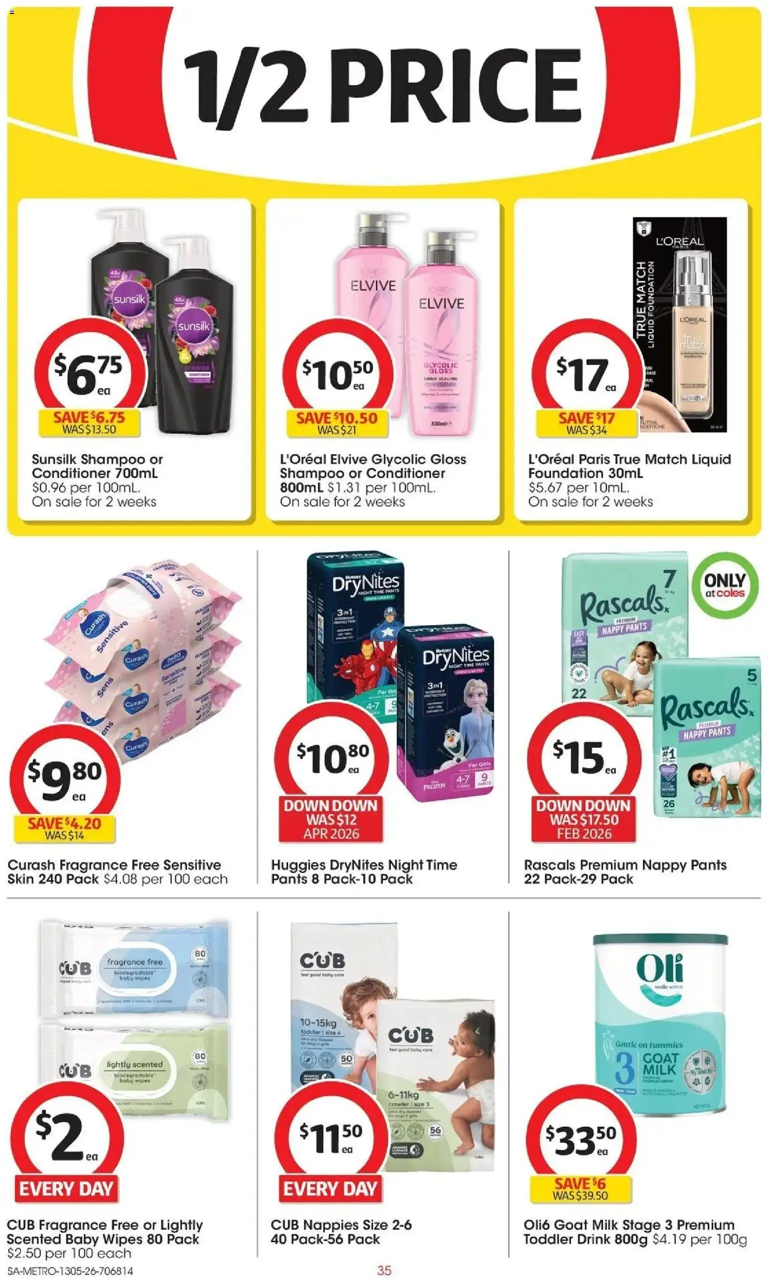 Coles catalogue - valid from 13.05.2026 | Page: 35 | Products: Fragrance, Milk, Conditioner, Foundation