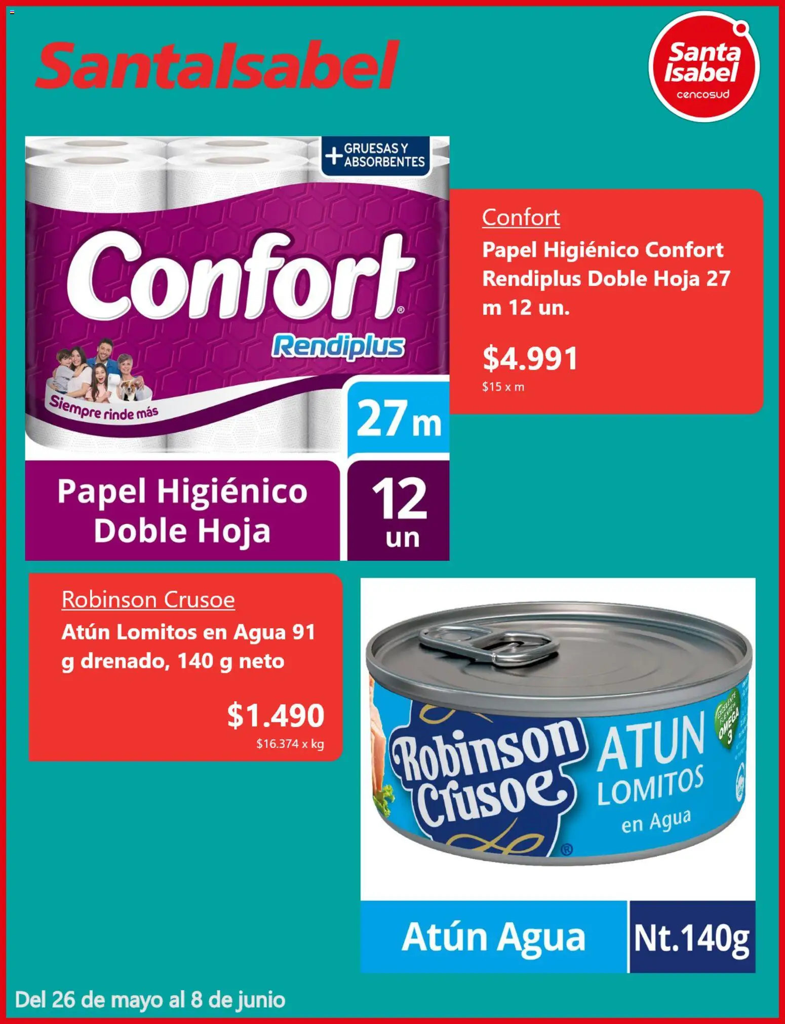 Santa Isabel Ofertas │ válido desde el 26.05.2026 | Página: 5 | Productos: Atún, Agua, Papel higiénico