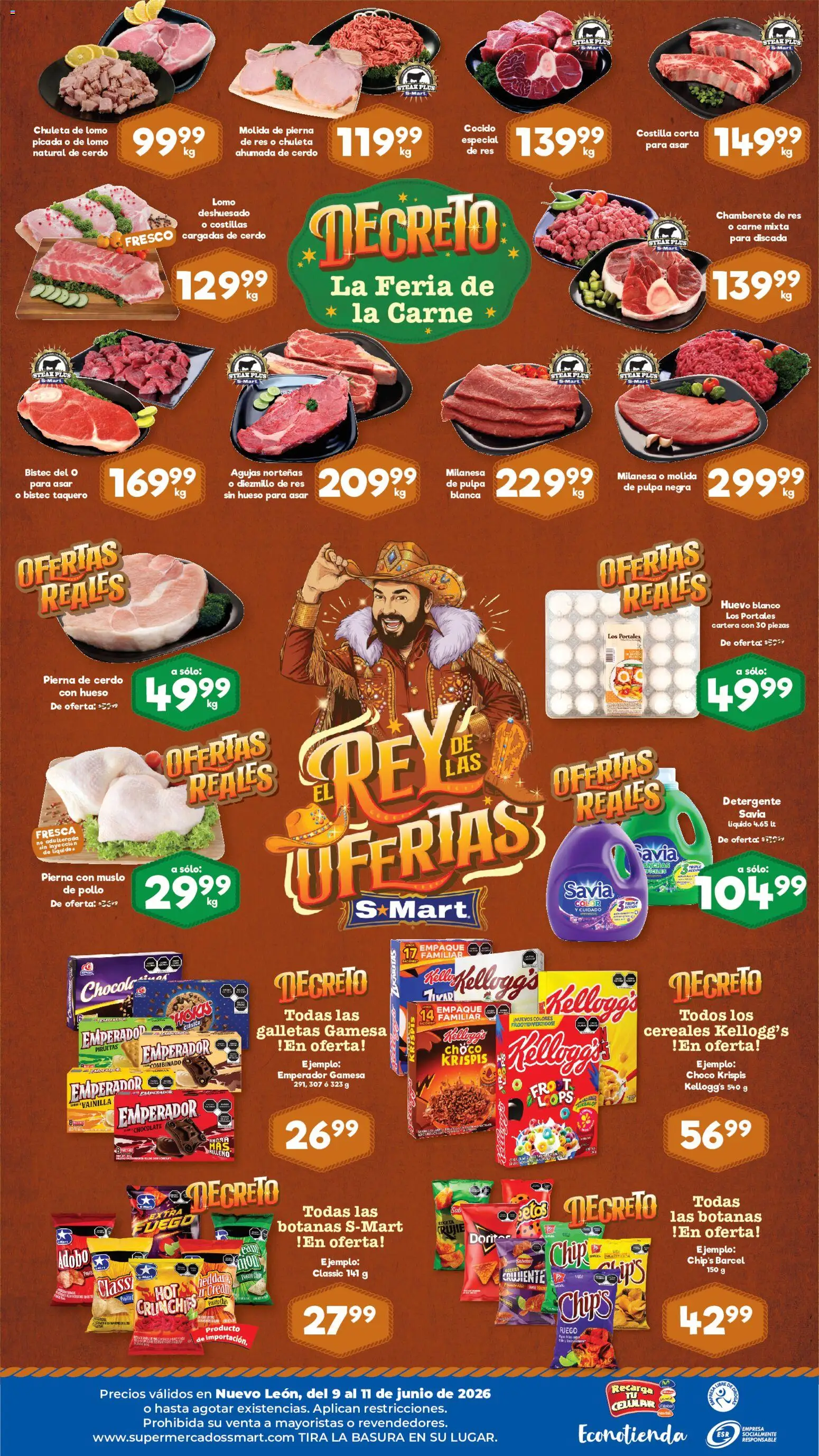 Nuevas ofertas de S-Mart válidas en toda la República Mexicana desde el 09.06.2026. ¡Encuentra las mejores ofertas en S-Mart folleto Monterrey! | Página: 2 | Productos: Pollo, Cereales, Taco, Short